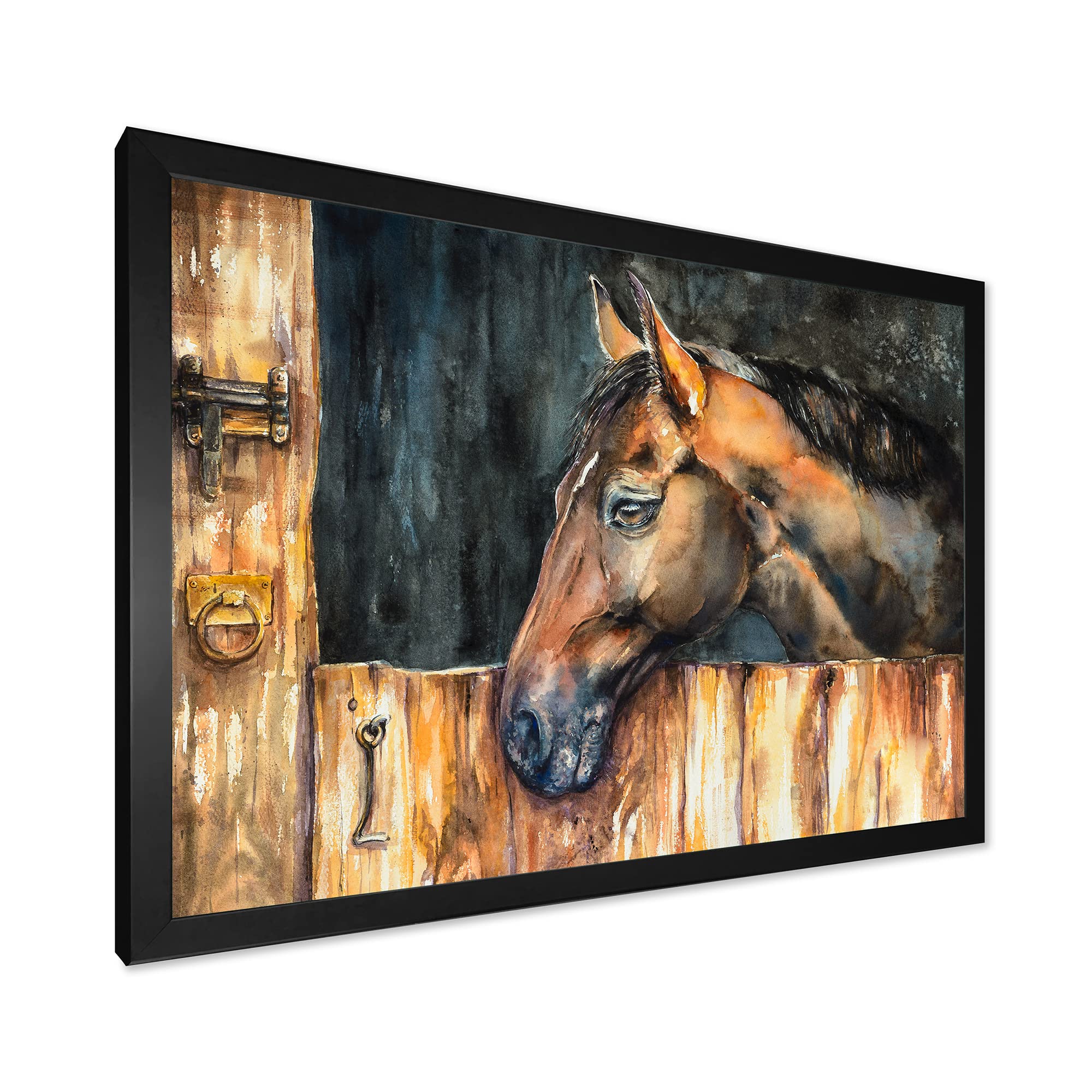 DesignQ Horse Head Stable Farmhouse Framed Wall Art - Rustic Home Decor for Living Room, Bedroom & Office