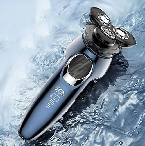 Men's Electric Razor - Rotary Shaver with LCD Display, USB Rechargeable, Cordless & Waterproof for Wet/Dry Shaving - Painless Beard & Facial Hair Trimmer (Blue) | Perfect for Travel, Gym & Daily Grooming Routine
