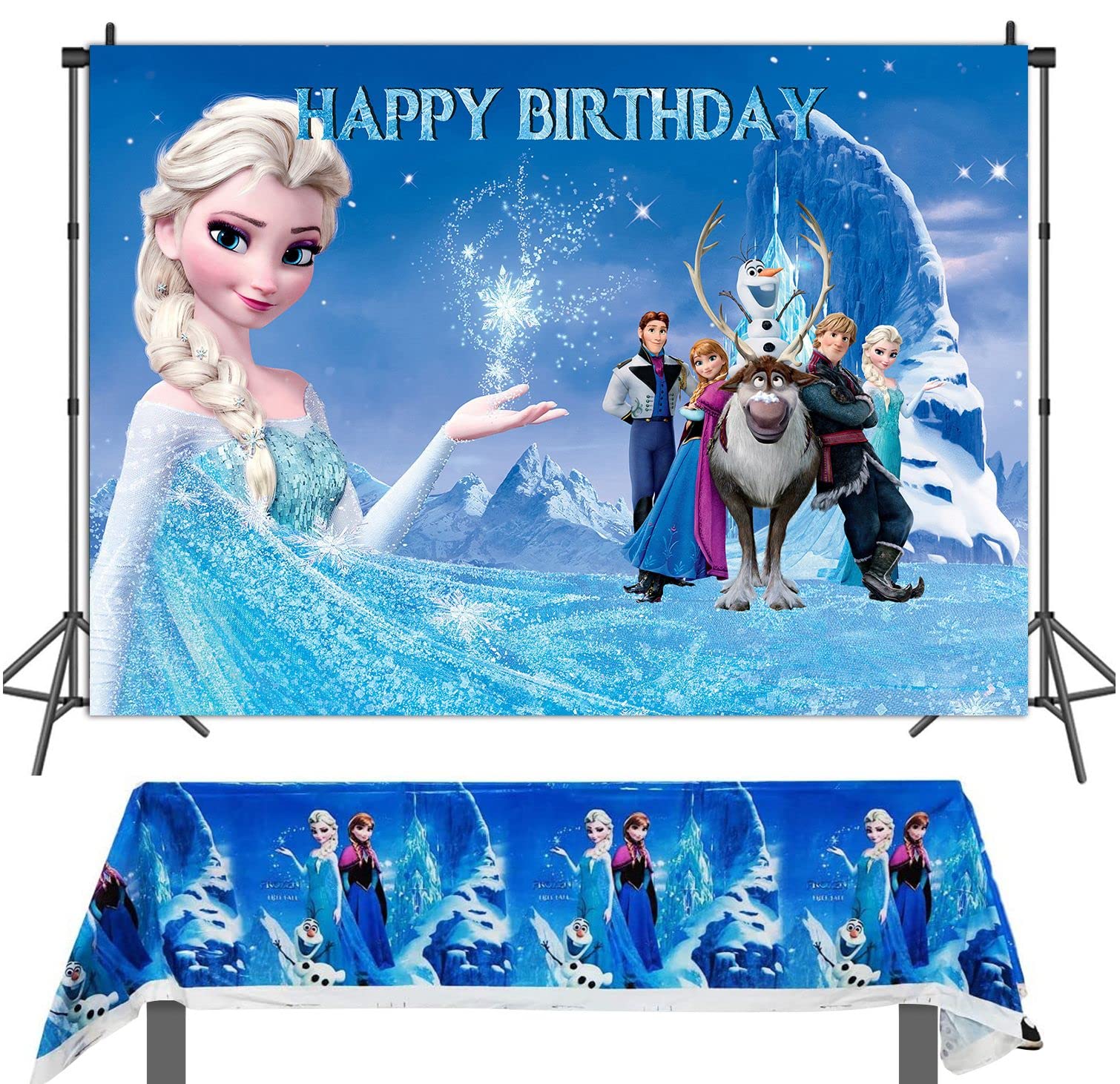 Princess Happy Birthday Party Decorations - 6x4ft Wall Backdrop, Tablecloth & Photo Banner for Girls Kids Birthday - Perfect for Photography, Themed Parties & Decorations Supplies