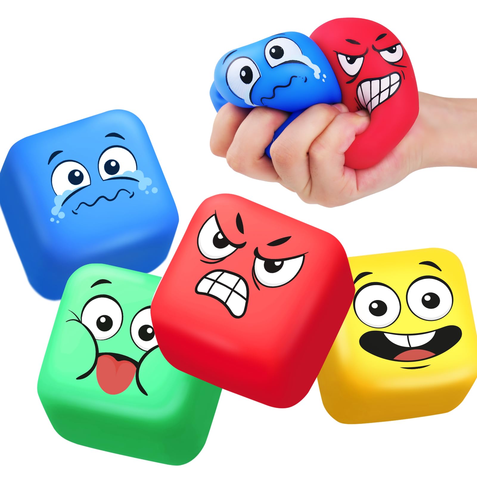 4 Pack Stress Relief Squeeze Balls for Kids & Adults - Slow Rising Sensory Fidget Toys for Anxiety, Autism, ADHD - Perfect for Classroom Prizes, Easter Basket Stuffers & Office Desk Stress Relief