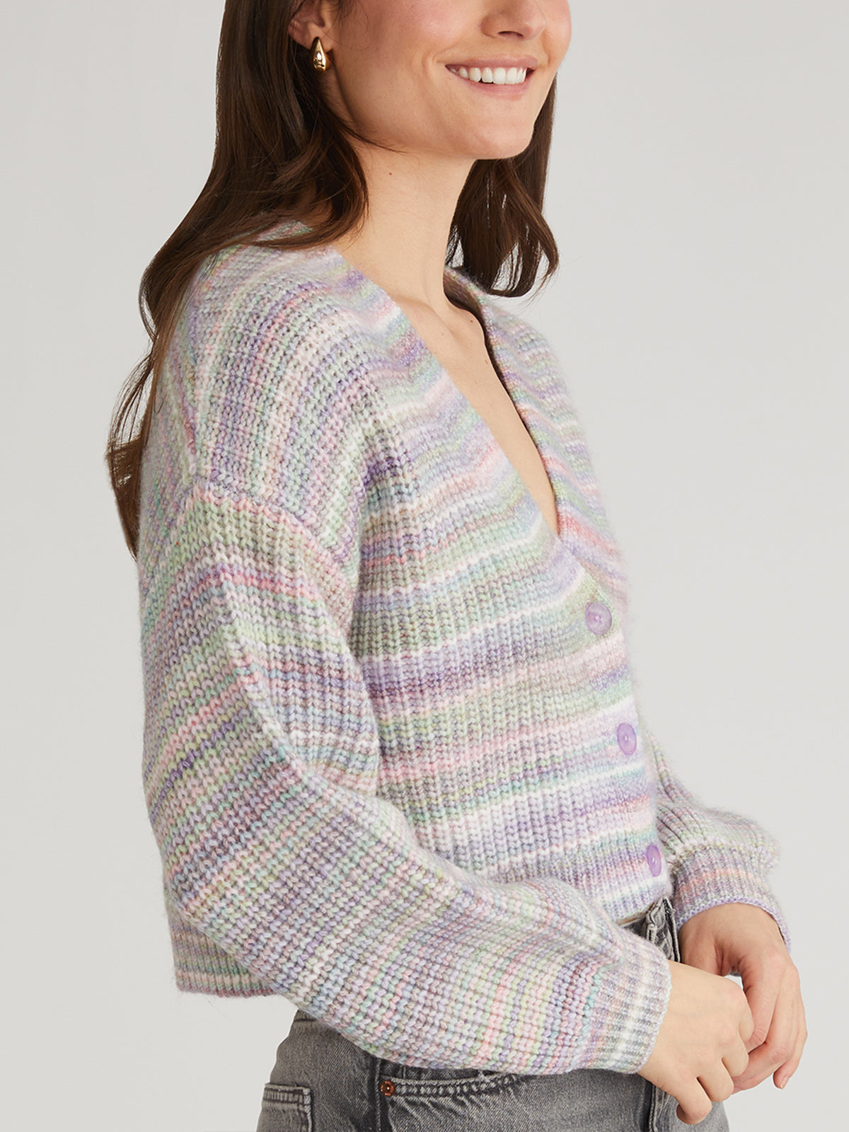 Libby Women's Spacedye Button Down Cardigan - Soft Long Sleeve Open Front Sweater for Casual Wear, Office & Layering