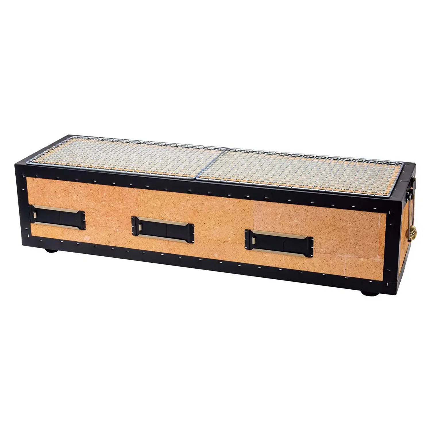 Premium Kaginushi Charcoal Konro Grill with Mesh Net - Large Size for Outdoor BBQ, Camping & Backyard Grilling - Perfect for Yakitori, Seafood & Vegetables