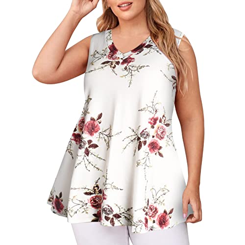 Plus Size Tank Tops for Women - Sleeveless Lace Tunic Tops to Wear with Leggings | Summer Casual Outfits & Layering Essentials for Curvy Women