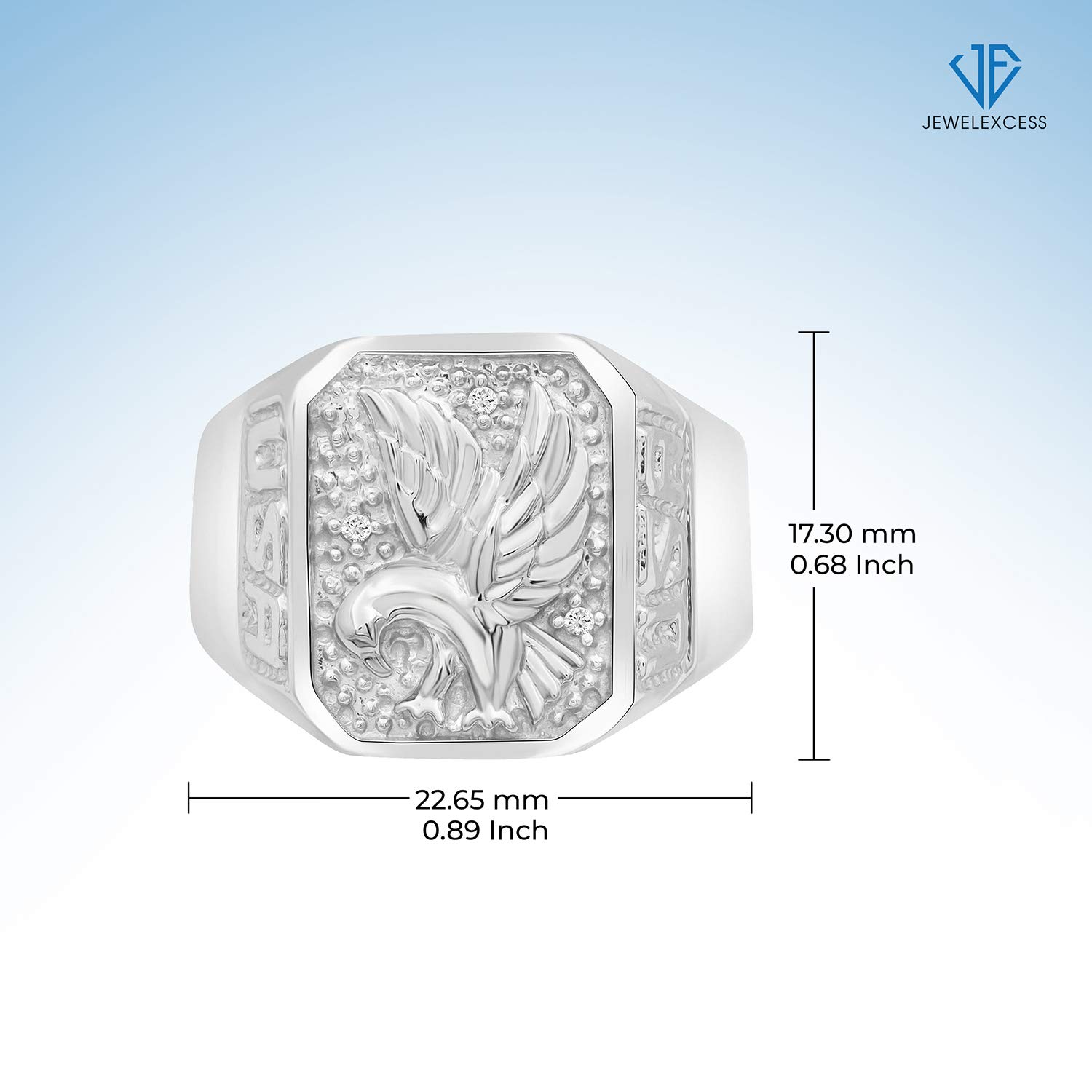 Premium .925 Sterling Silver Eagle Ring for Men with White Diamond Accents – Handcrafted Durable Mens Jewelry – Perfect Gift for Dad, Husband & Boyfriend – Ideal for Weddings, Anniversaries & Special Occasions