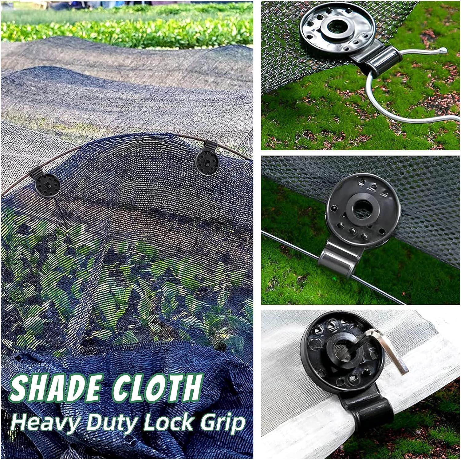Shade Cloth Heavy Duty Lock Grip Clips, Tarp Clips, Fixed Clips for Shade Cloth (50pcs) - Ideal for Garden, Greenhouse, and Outdoor Canopy Securing