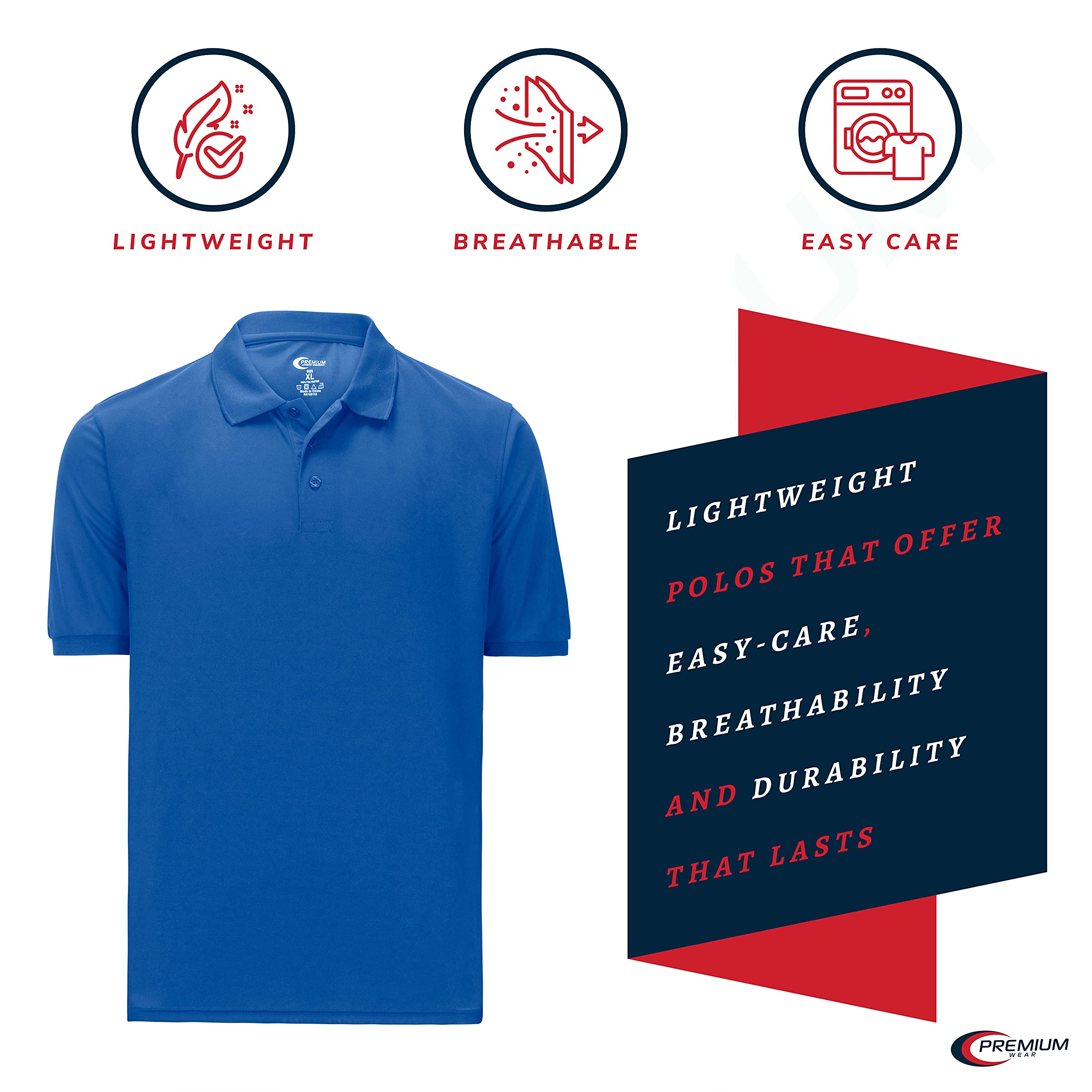 Premium Moisture-Wicking Men's Polo Shirt - Quick-Dry, Breathable & Comfortable for Golf, Work & Outdoor Activities