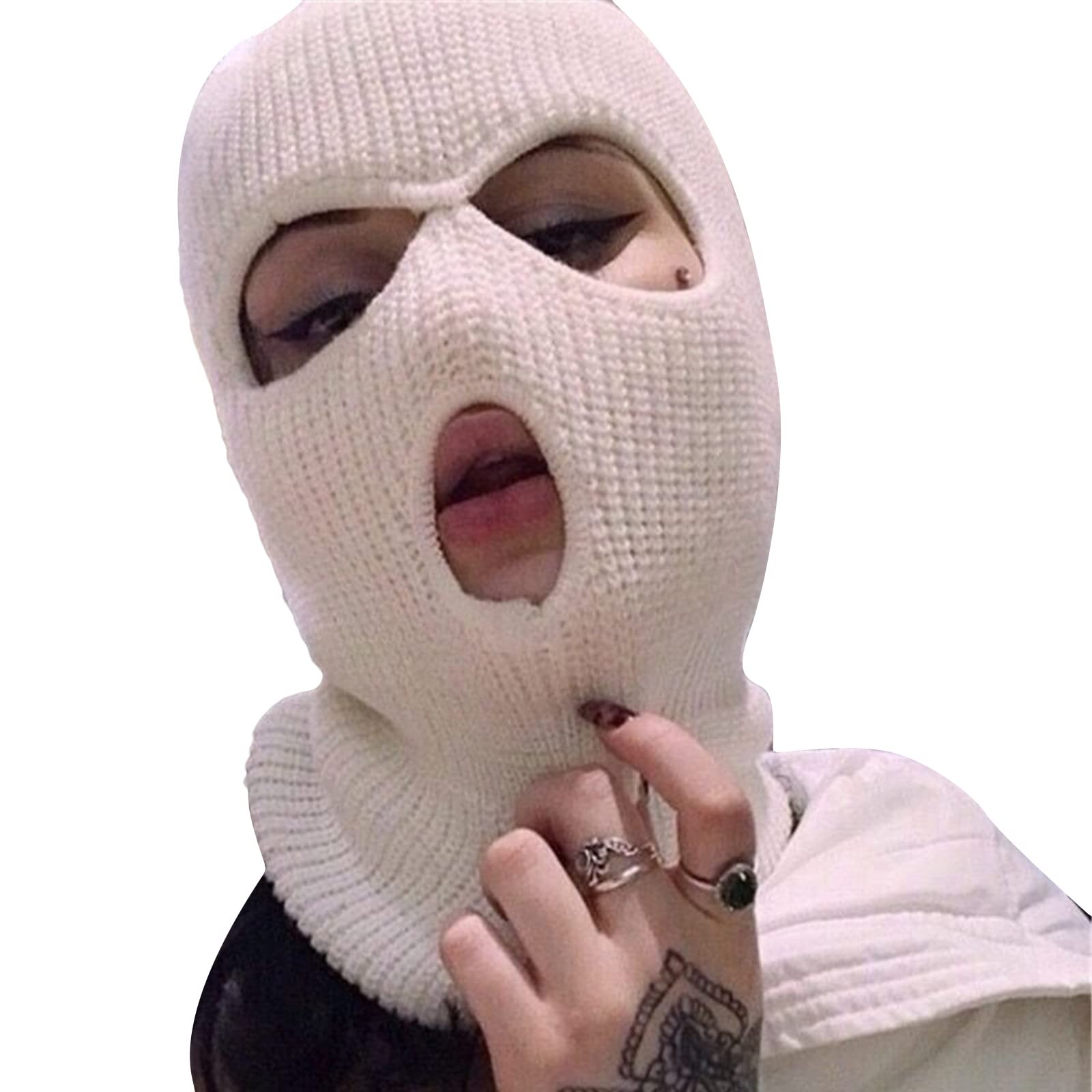 3 Hole Knit Balaclava - Gothic Ski Mask for Winter Warmth, Outdoor Sports & Cycling - Windproof Thermal Face Mask for Skiing, Snowboarding & Cold Weather Activities