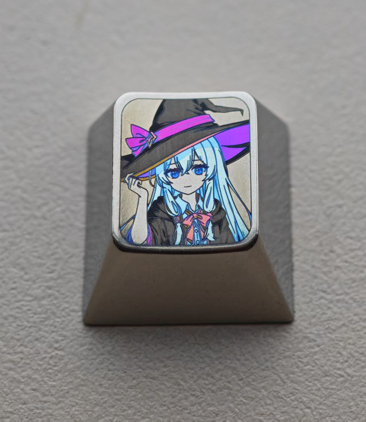 Little Witch Anime Metal Keycap - 1U Titanium Alloy Personalized Keyboard Decorative Keycap for Mechanical Gaming & Custom Keyboards - Perfect for Gamers, Typists & Anime Fans