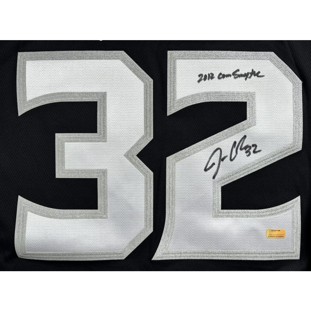 Jonathan Quick Autographed LA Kings 2012 Stanley Cup Jersey with Conn Smythe Inscription - IGM Certified COA - Perfect for Hockey Collectors & Kings Fans Display