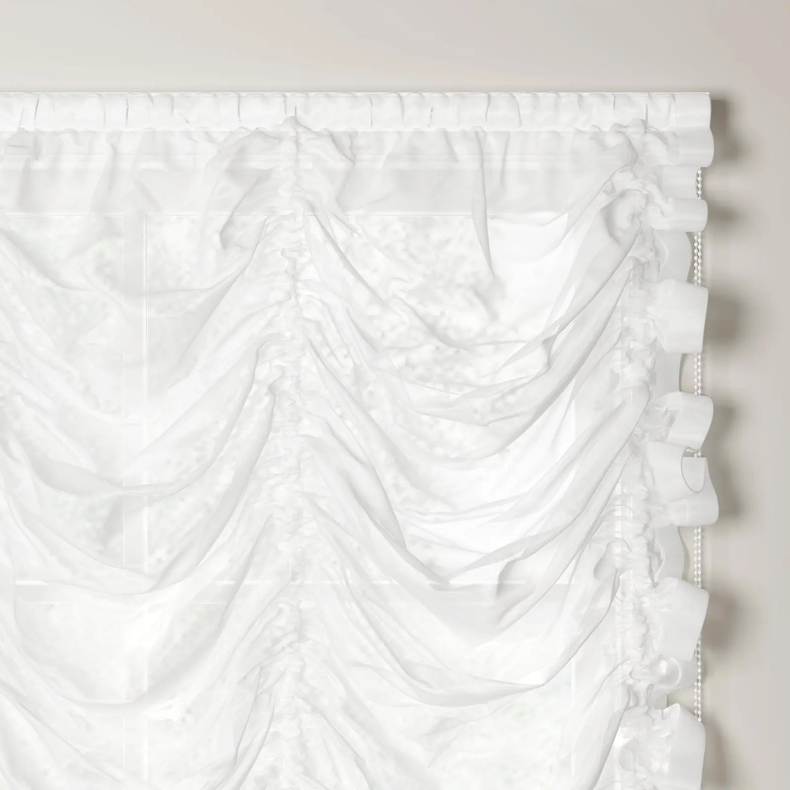 Stylish Pleated Austrian Sheer Roman Shades with Cord Lift - Elegant Window Treatment for Living Room & Bedroom
