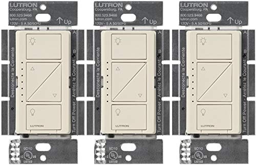 Lutron Caseta Smart Dimmer Switch 3-Pack - Works with Alexa, Google Assistant & Apple HomeKit - Compatible with LED, Incandescent & Halogen Bulbs - Light Almond Color - Perfect for Living Room, Bedroom & Kitchen Lighting Control