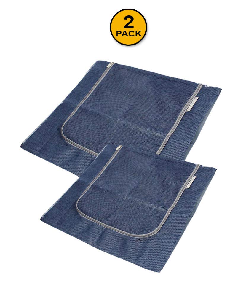 2-Pack Blue Mesh Packing Cubes with Zipper - Large & Medium Luggage Organizers for Travel | Perfect for Suitcases, Backpacks & Carry-Ons