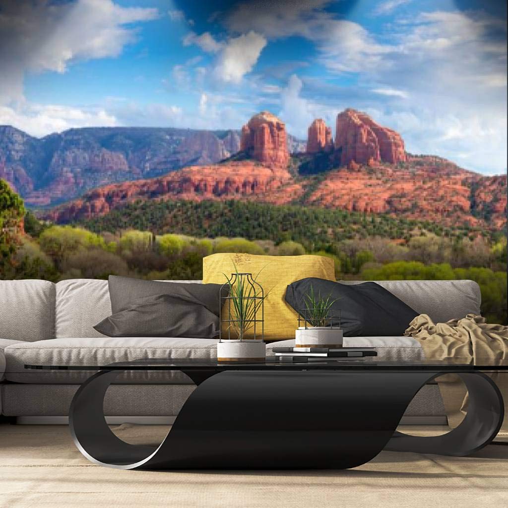 Peel and Stick Wallpaper - Cathedral Rock Sedona Desert Landscape Self-Adhesive Vinyl Film Roll | Large Removable Wall Mural for Living Room, Bedroom & Home Decor