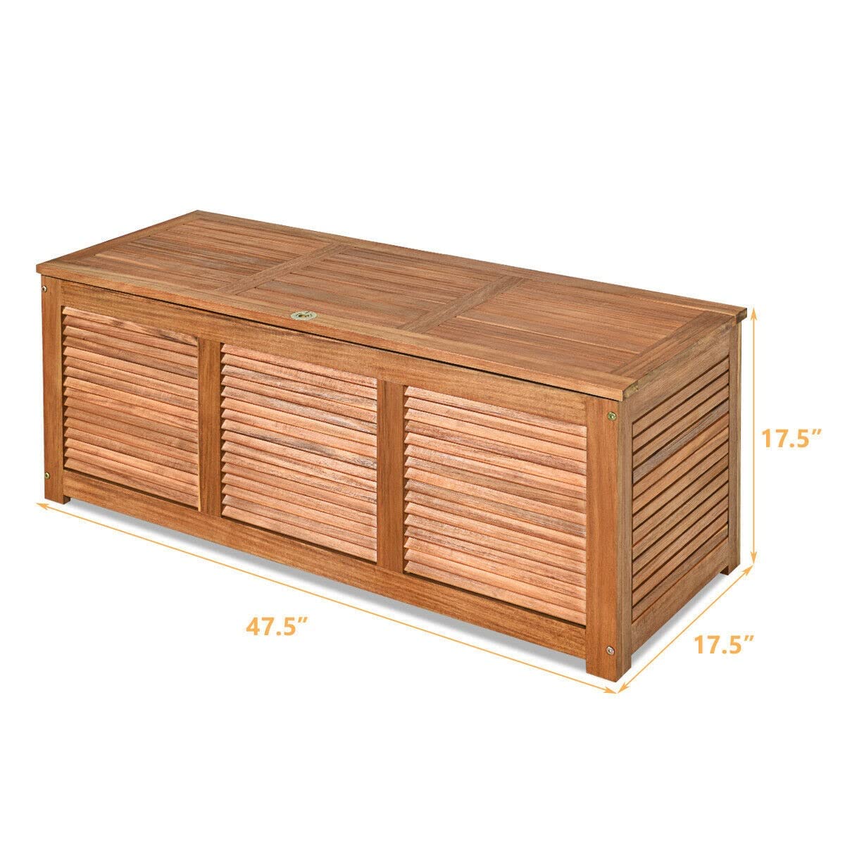 47 Gallon Acacia Wood Deck Storage Box - Outdoor Bench Organizer for Toys, Cushions & Garden Tools | Patio, Deck & Garden Furniture Storage Solution