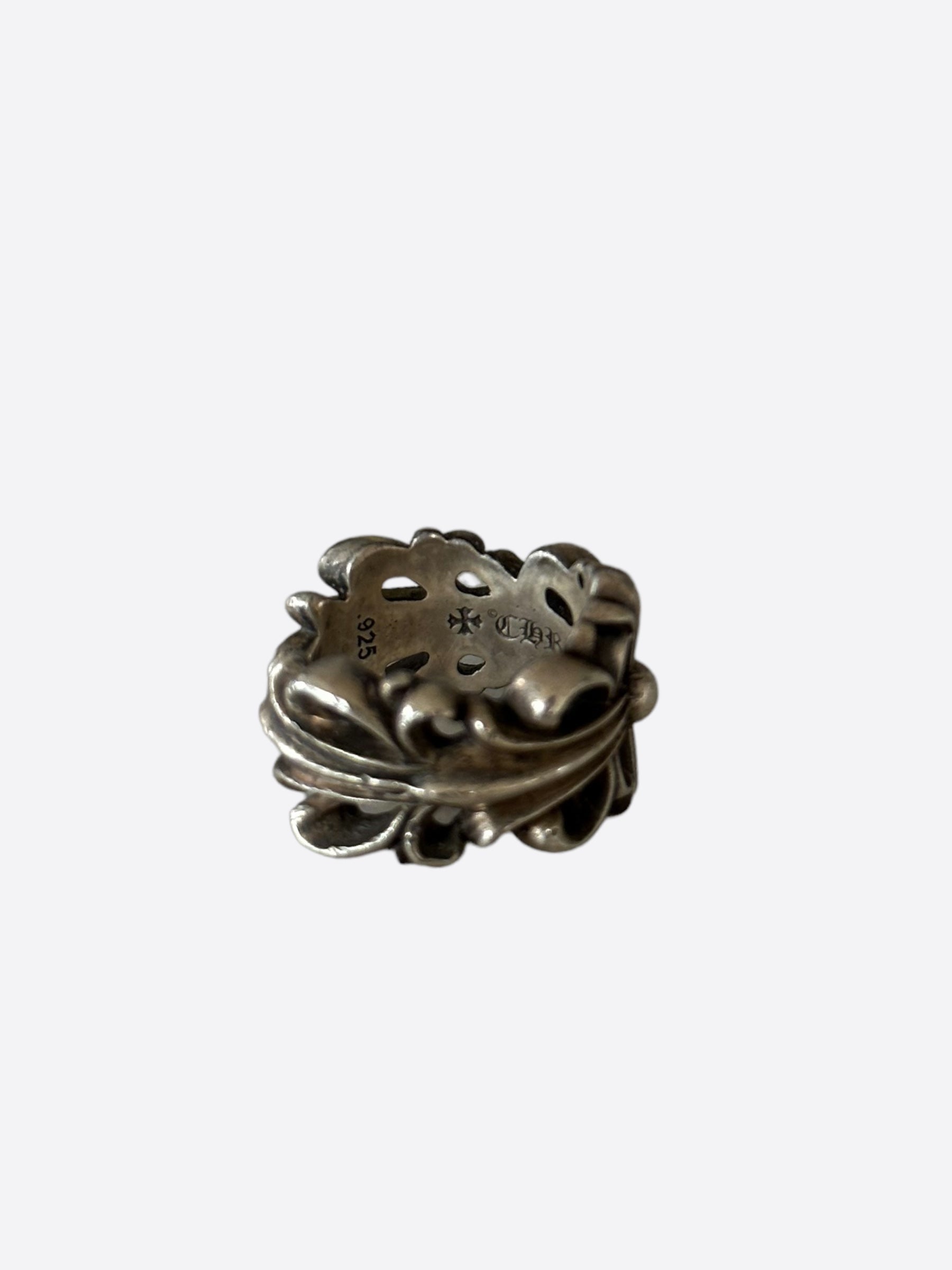 Chrome Hearts Sterling Silver Floral Cross Ring for Women - Elegant Gothic Jewelry for Everyday Wear & Special Occasions
