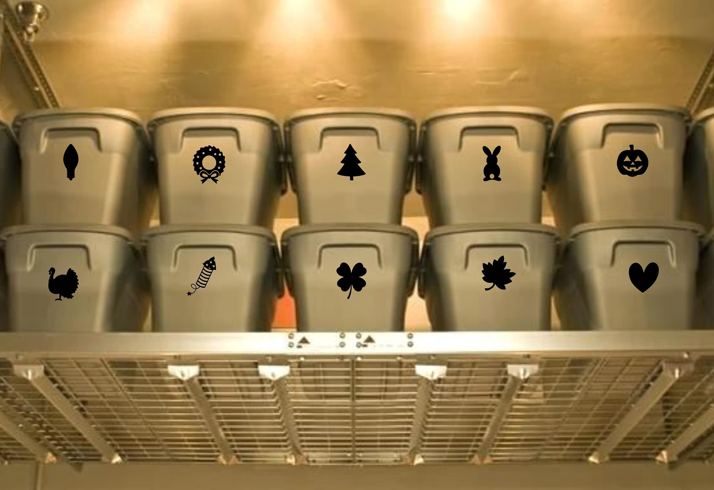 Storage Bin Decal - Holiday Storage Labels for Large Totes | Christmas, Halloween & Easter Organization | Waterproof Decorative Container Stickers for Home, Garage & Seasonal Decor