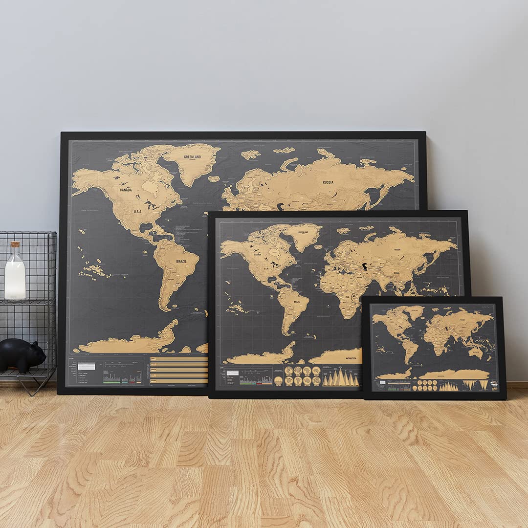Luckies Scratch Off World Map - XL Travel Deluxe Scratch Map Poster for Adventure Tracking & Travel Planning - Perfect for Home Decor, Gifts & Bucket List Journeys