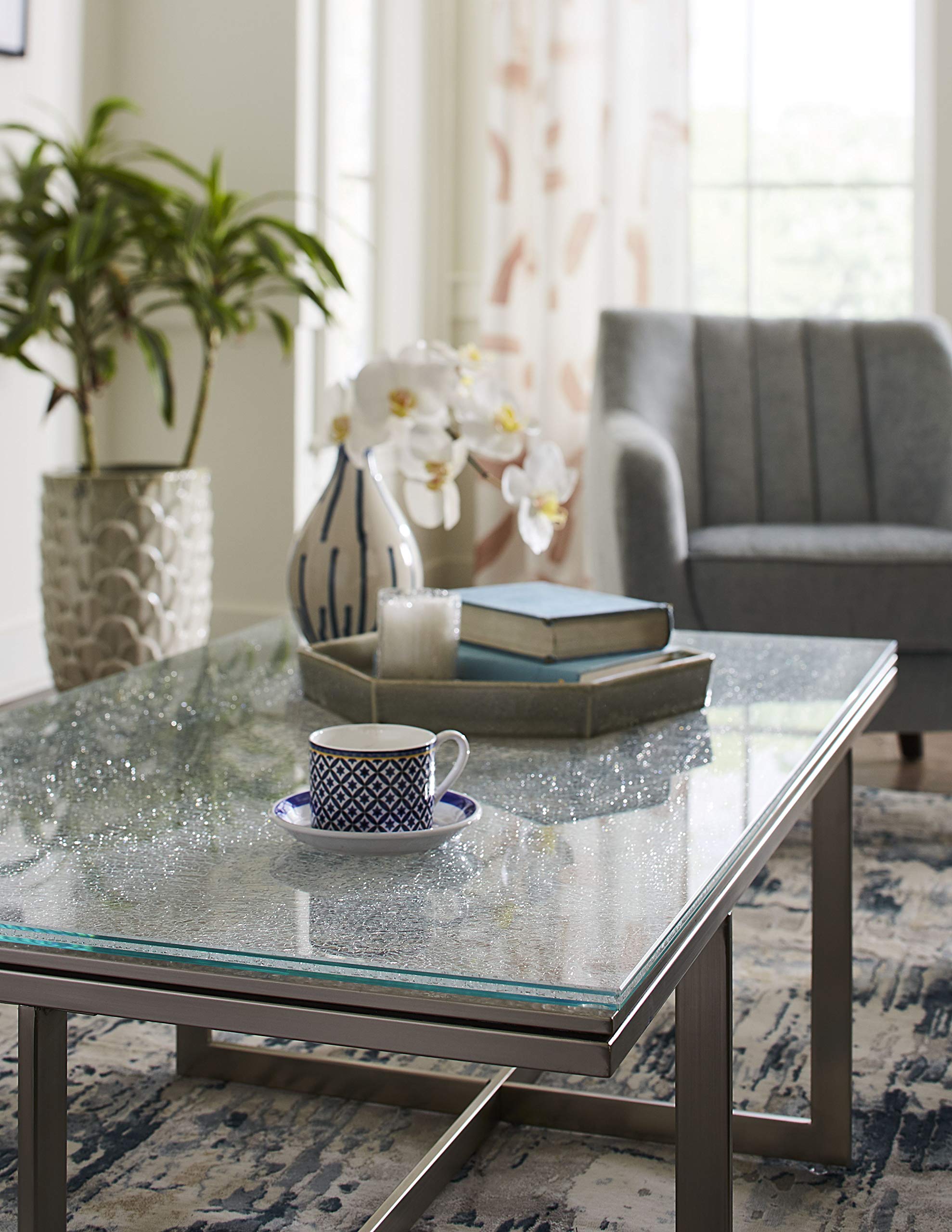 Modern Rectangular Coffee Table by Modus Furniture - Eliza Ultra White Finish for Living Room, Lounge & Office Decor