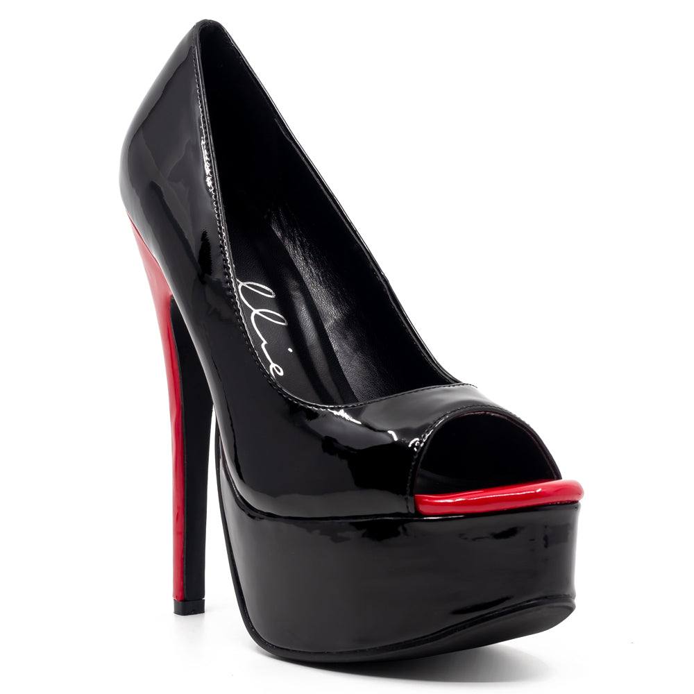 Ellie Shoes Bonnie 6.5 Inch Stiletto Heels - Patent Leather Platform Open Toe Pumps for Women - Perfect for Evening Parties, Date Nights & Special Occasions