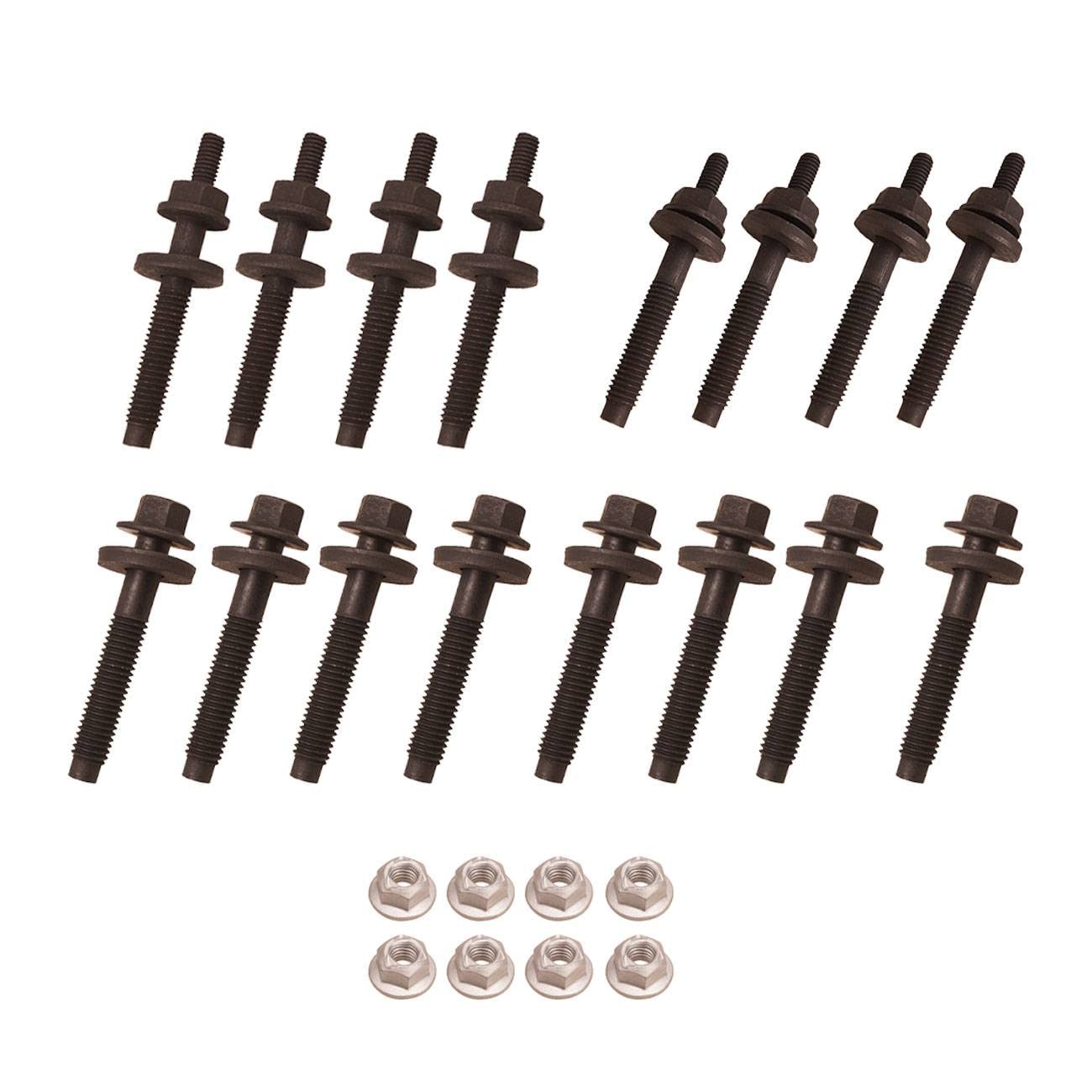 6505316AA 24x Exhaust Manifold Bolts & Nuts Kit - Compatible with Dodge Ram 1500 2500 3500 - High Temperature Resistant Fasteners for Engine Repair & Maintenance