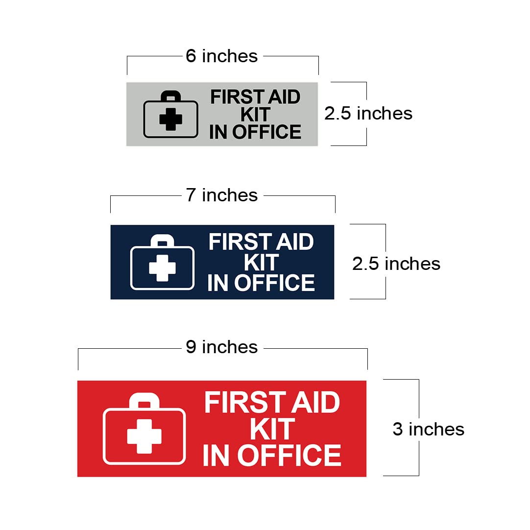 Large Blue Basic First Aid Kit In Office Sign - Emergency Safety Equipment for Workplace, Schools & Public Areas