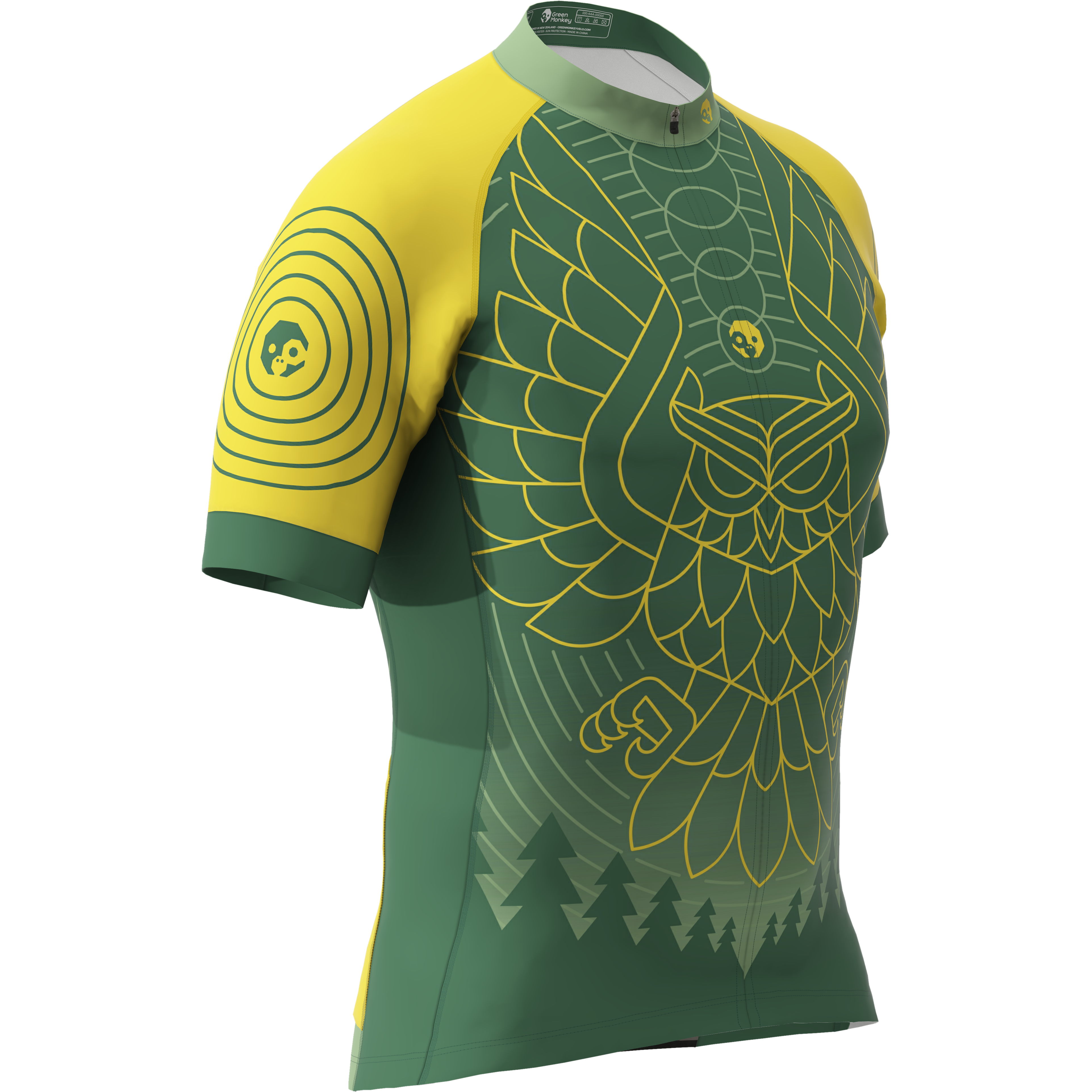 Greenmonkey x Von Glitschka Flying Owl T-Shirt - Yellow & Green Graphic Tee for Men & Women | Casual Wear, Street Fashion, Gift Idea
