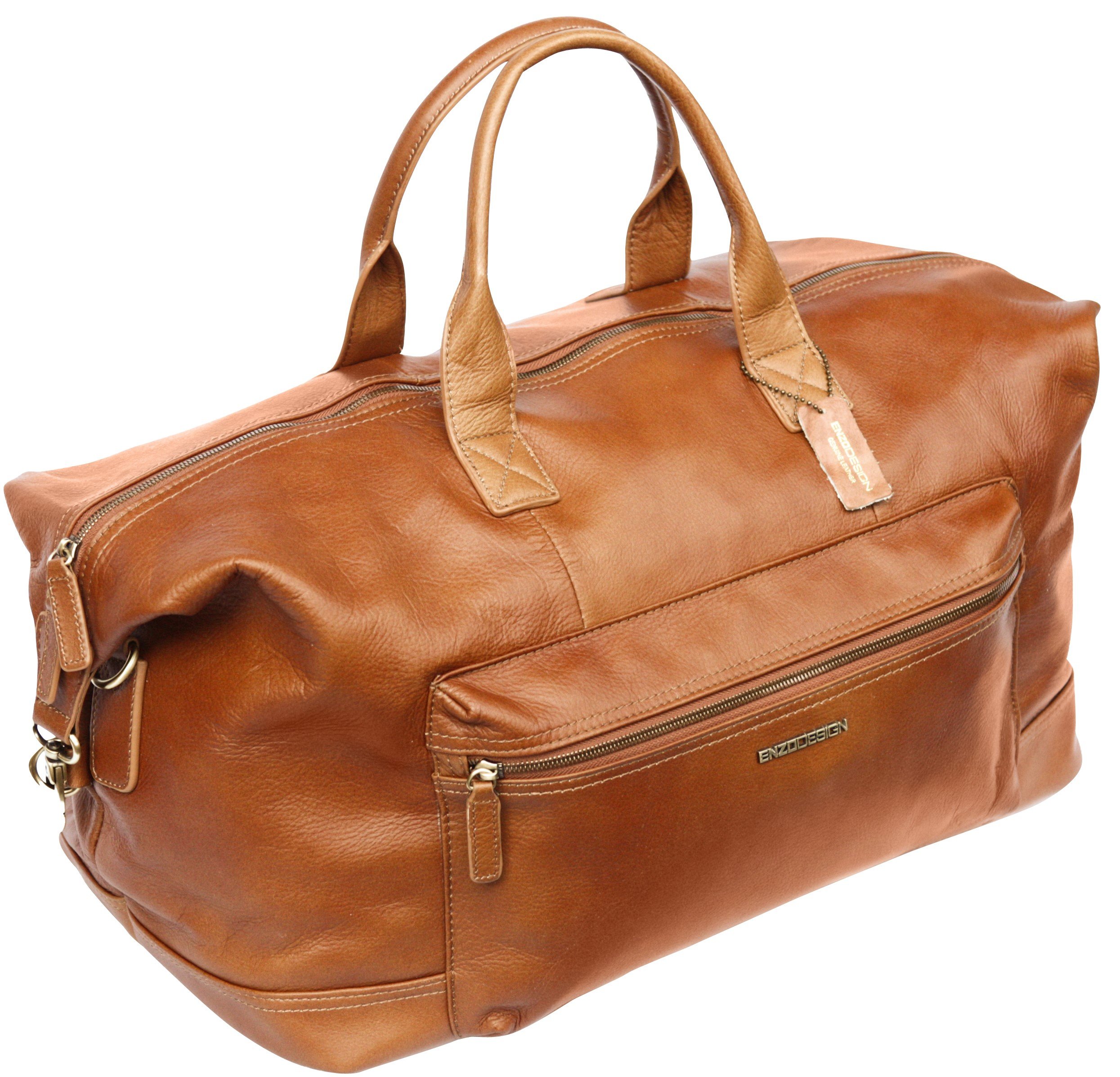 Premium Genuine Leather Travel Bag for Men & Women - Large Weekender Overnight Holdall with Spacious Compartments | Perfect Carry-On Luggage for Business Trips, Gym, Weekend Getaways & Airplane Cabin Use (Tan)