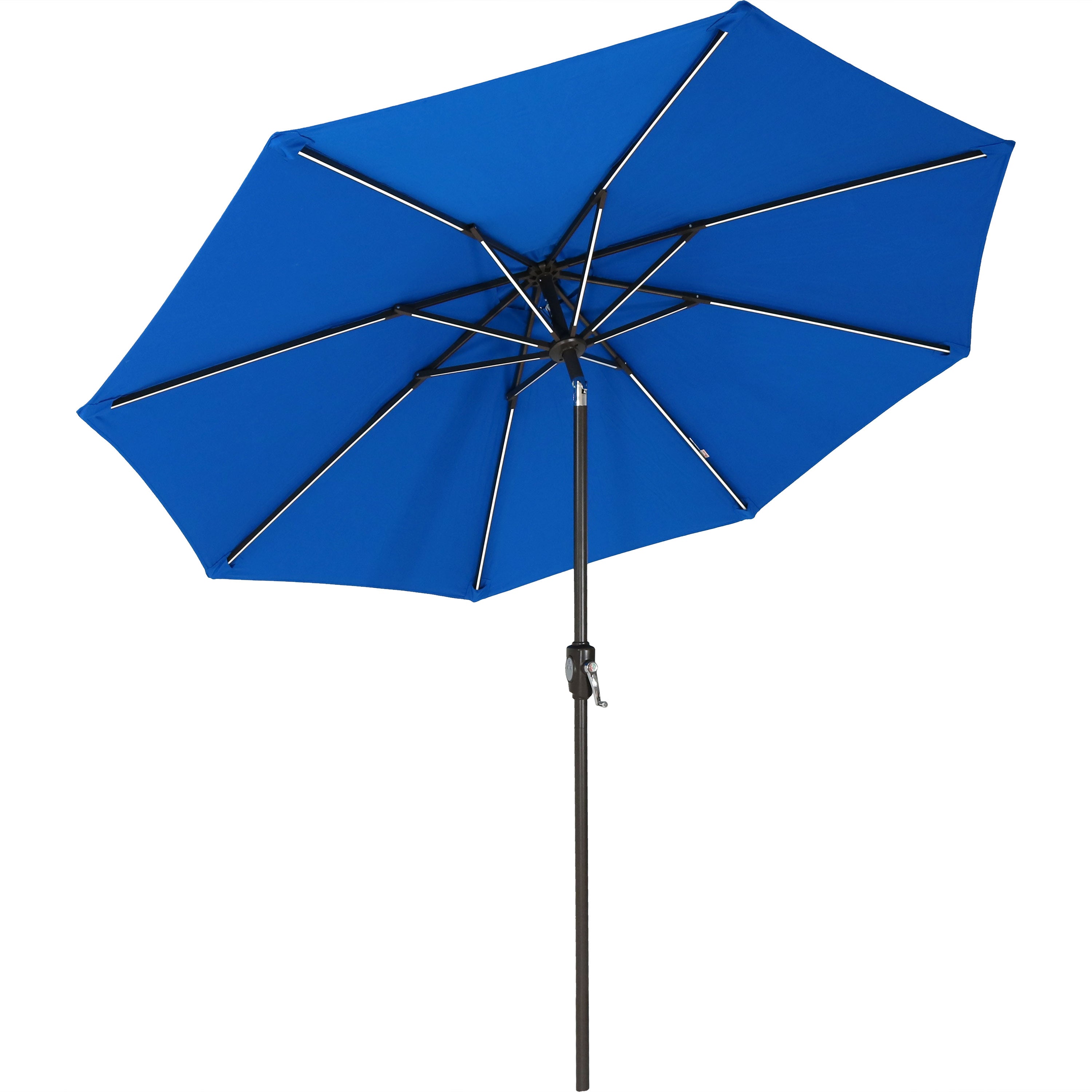 Sunnydaze 9 Foot Solar Sunbrella Patio Umbrella with Push Button Tilt & Crank - Perfect for Poolside, Backyard, and Outdoor Dining Areas