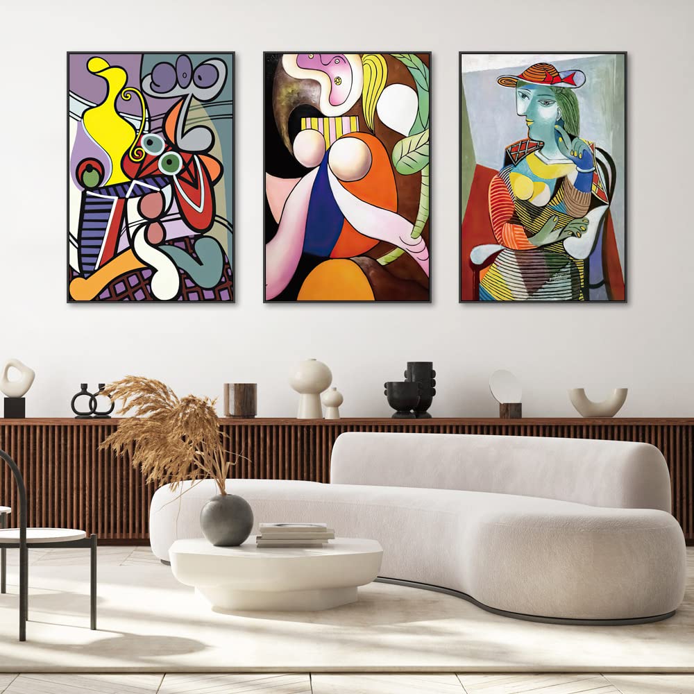 Modern Abstract Canvas Wall Art Set - 3 Piece Framed Painting (32x24 Inches) - Minimalist Home Decor for Living Room, Bedroom, Office | Perfect for Contemporary Spaces & Gift Giving
