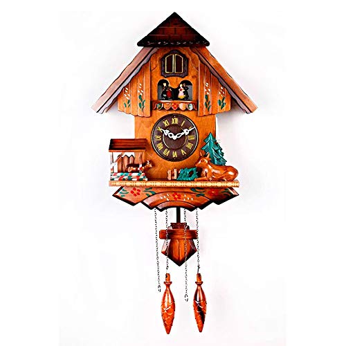 Vintage Black Forest Cuckoo Clock - Handmade Wooden Pendulum Wall Clock with Rotating Dolls & Music - Authentic German Timepiece for Home Decor, Living Room, Office & Unique Gift (Rome Color)