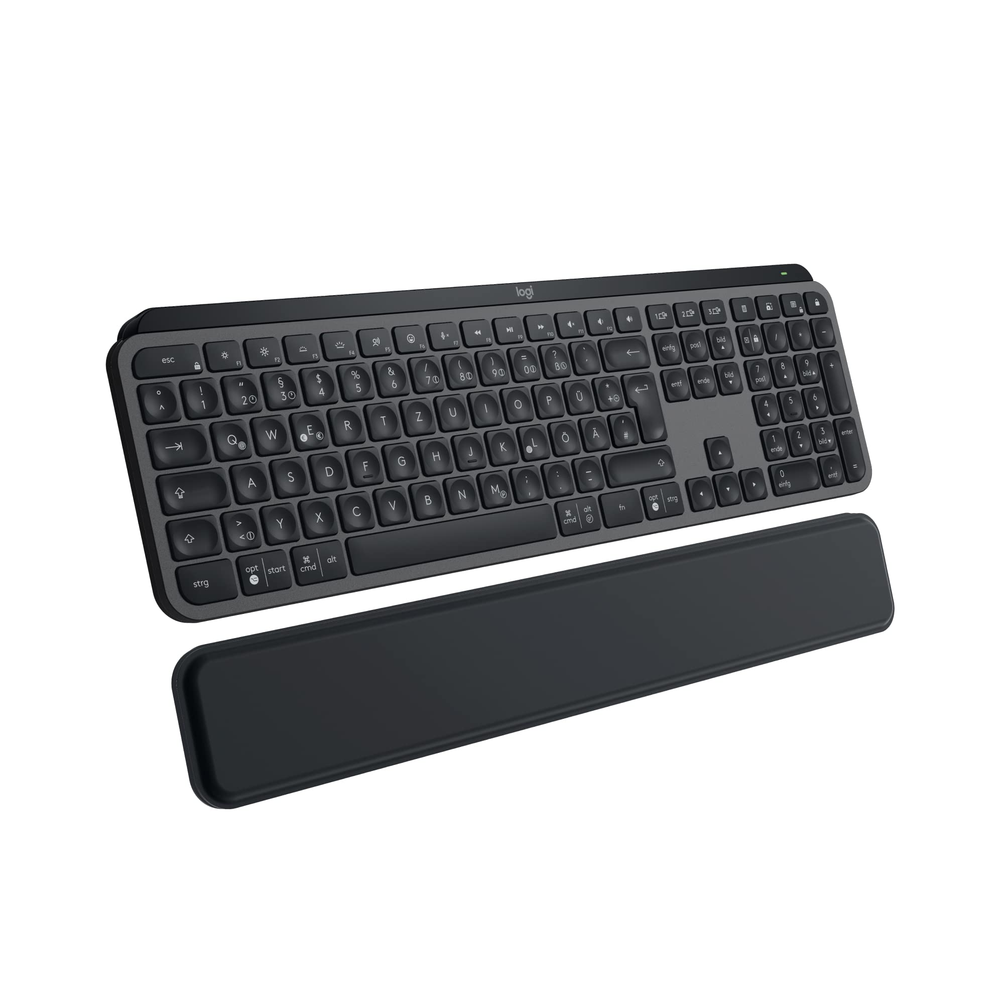 Logitech MX Keys S Plus Wireless Keyboard - Graphite, German QWERTZ Layout for Mac & PC - Perfect for Office Work, Programming & Gaming
