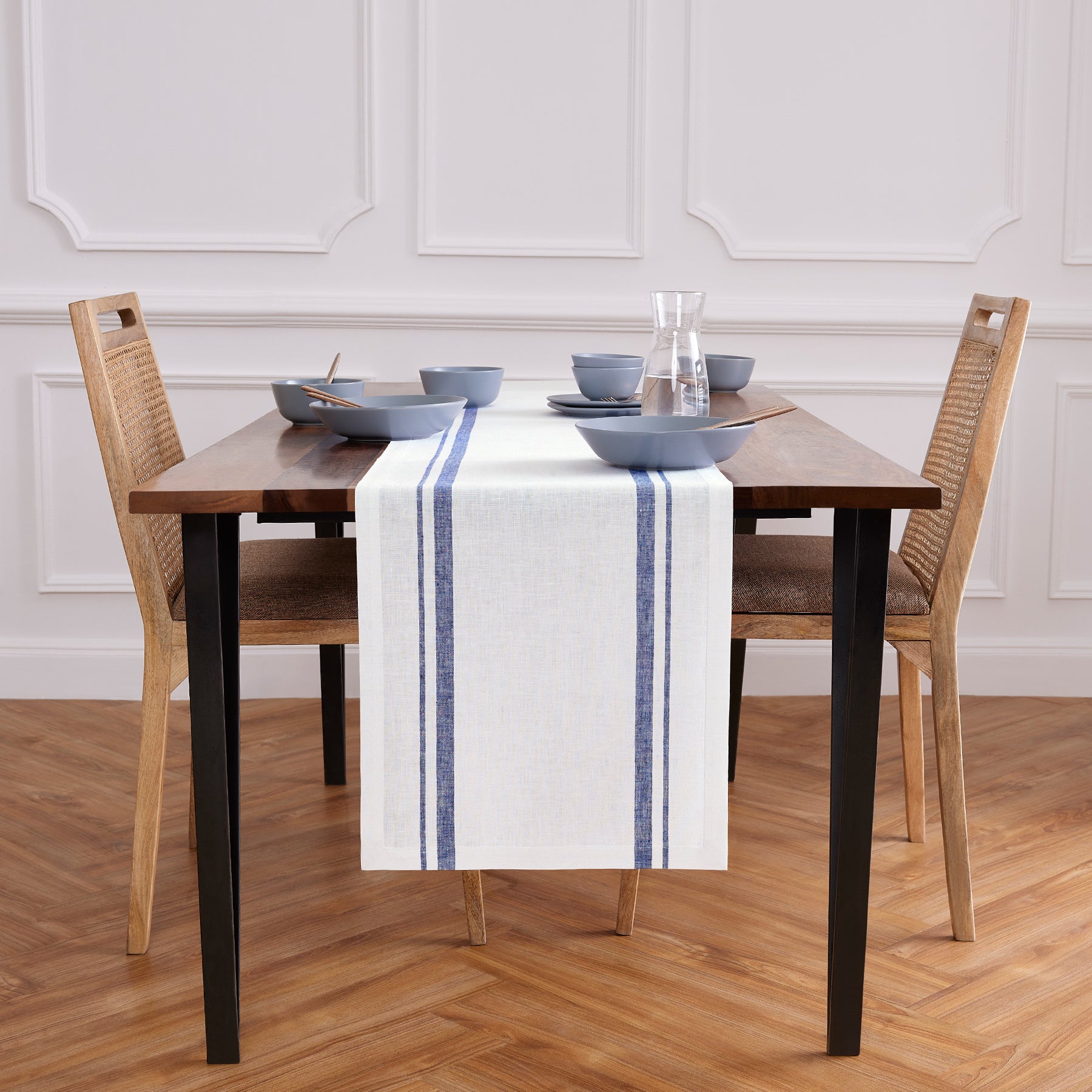French Striped Table Runner - 16 Inch Wide - Elegant Dining Decor for Weddings, Parties & Home Decor