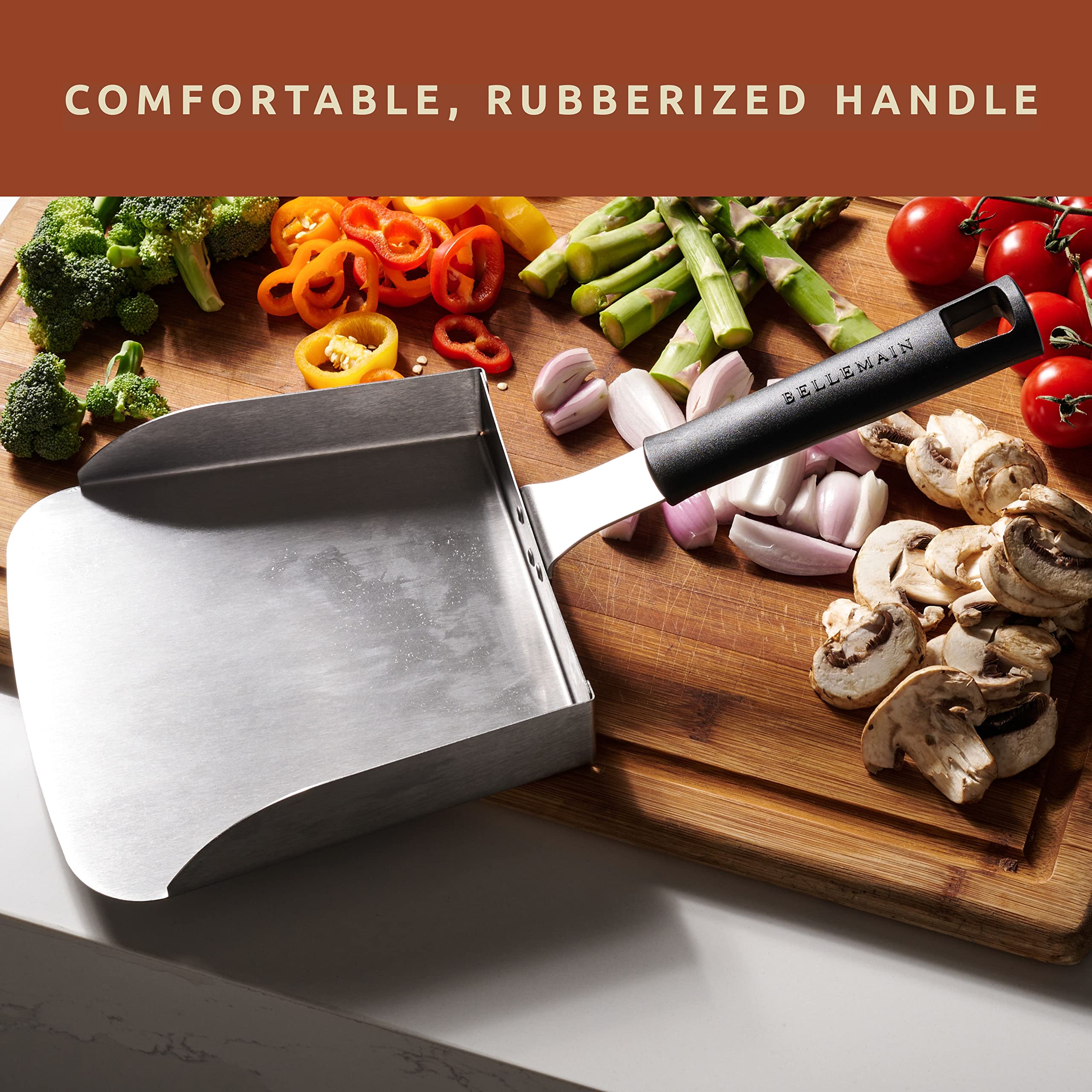 Bellemain Stainless Steel Smash Burger Spatula - Heavy Duty Griddle Scraper Tool for Flat Top Grill, Hibachi & BBQ - Perfect for Burgers, Stir Fry, Pancakes & Cooking on Blackstone Griddle