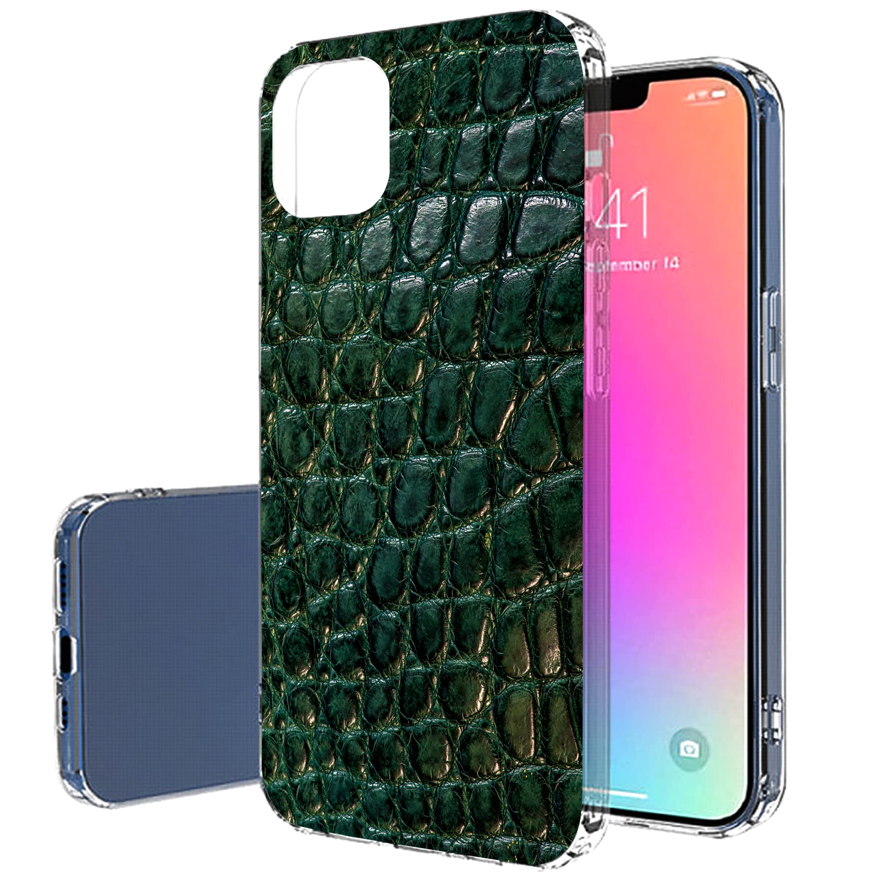 Slim Thin Gel TPU Case for Apple iPhone 13 Pro Max - Lightweight Flexible Soft Cover with Green Alligator Print, Anti-Scratch Protection | Printed in USA | Perfect for Everyday Use, Travel & Outdoor Activities