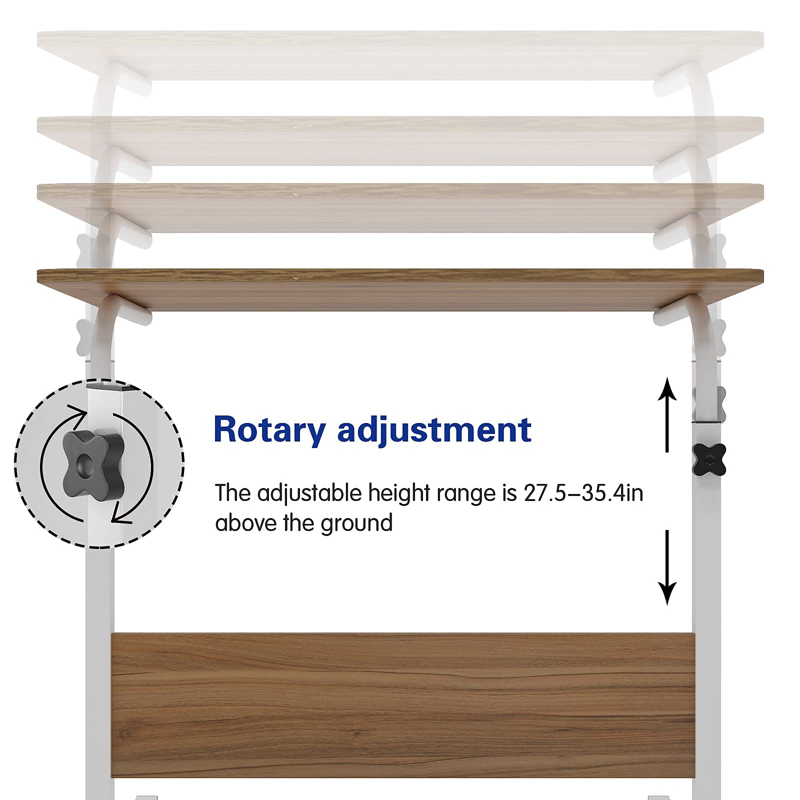 DlandHome Adjustable Rolling Desk - 31.4