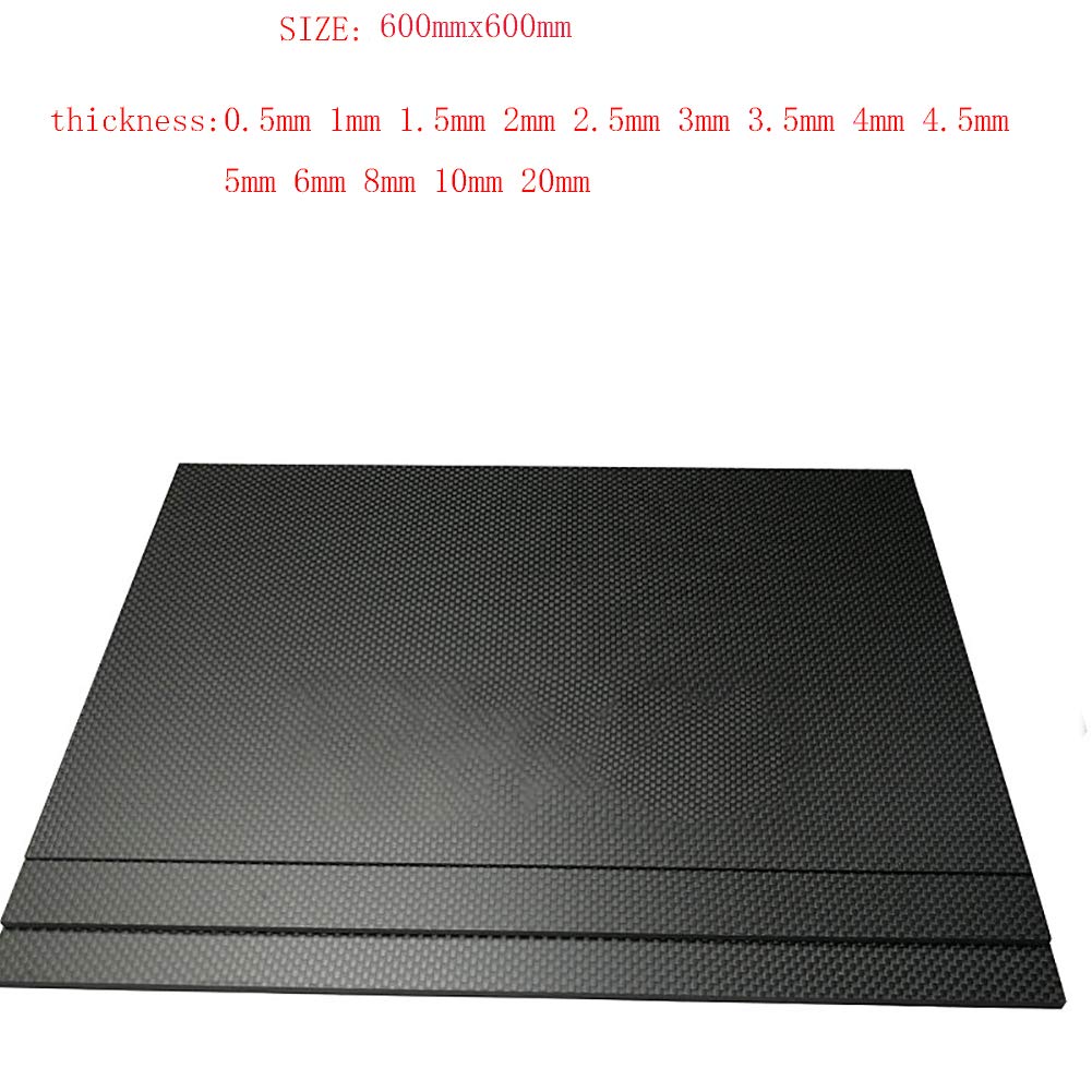 Premium 3K Carbon Fiber Sheet - 100% Plain Weave Matte Surface (600mm x 600mm x 0.5mm) for CNC Machining, Drone Frames, Automotive Parts & DIY Projects - High-Performance Lightweight Material for Aerospace, RC Models & Industrial Applications