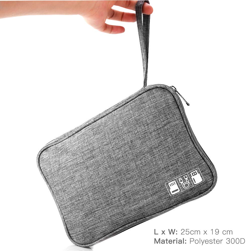 HCFGS Electronics Travel Case - Premium Cord Organizer & Charger Organizer for Phone, Hard Drive, USB Cables - Portable Tech Accessories Storage (Grey) | Perfect for Business Trips, Vacations & Daily Commute