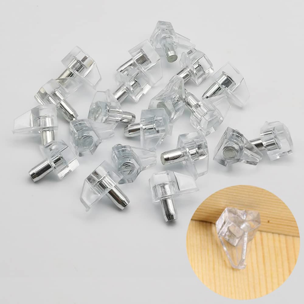 5mm Clear Plastic Shelf Support Pegs - 20 Pack Cabinet Shelf Pins, Kitchen Furniture & Bookshelf Holder Replacement - Ideal for Organizing Cabinets, Shelves, and Storage Units