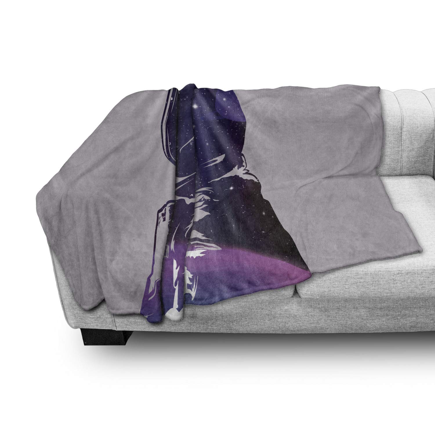 Ambesonne Outer Space Throw Blanket - Astronaut & Star Cluster Design, Soft Flannel Fleece Blanket for Couch, Bed & Sofa - 50