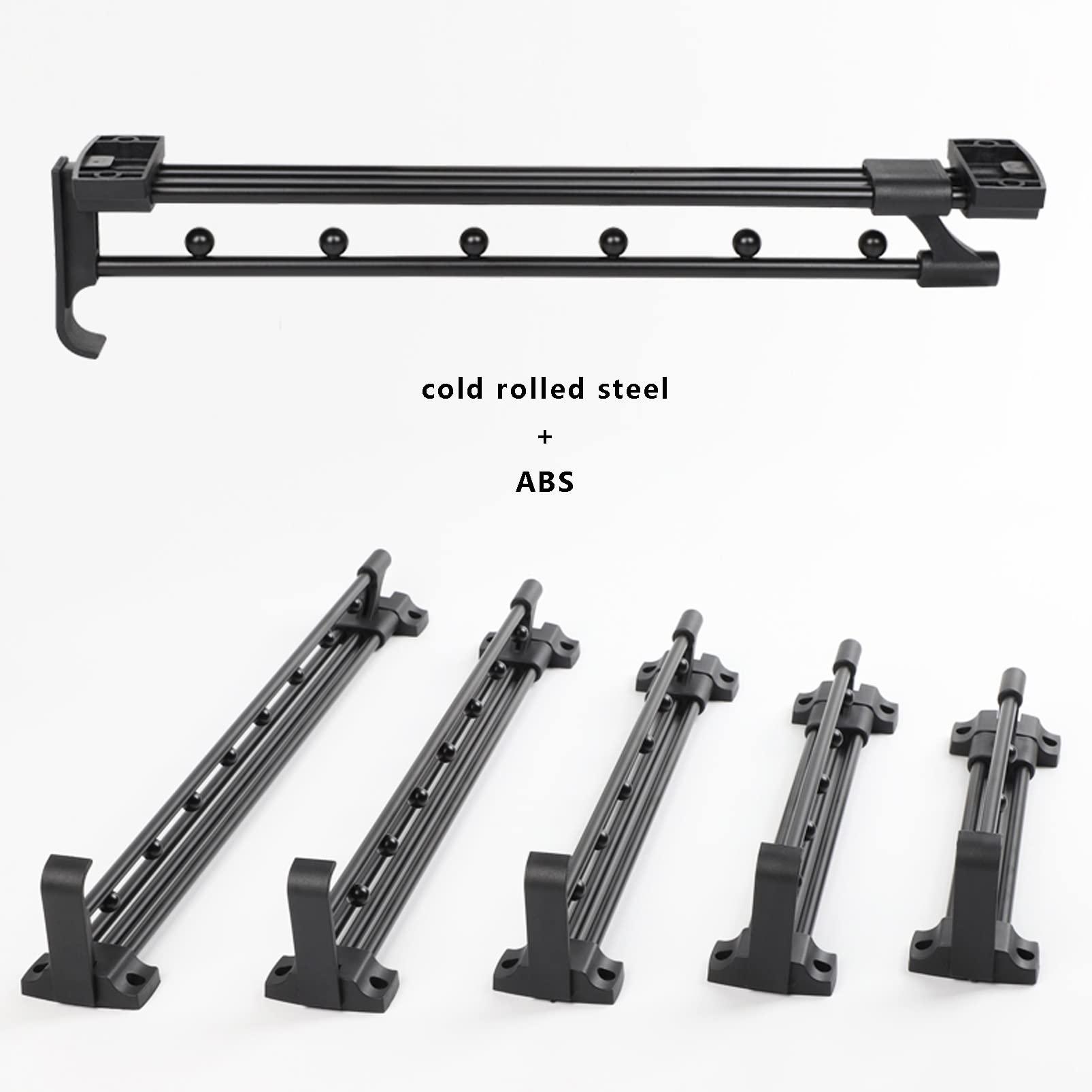 Heavy Duty Extendable Pull Out Closet Rod - Adjustable Sliding Wardrobe Organizer, Clothing Hanger Rack Bar (Black, 45cm) - Perfect for Bedroom Closets, Walk-in Wardrobes & Small Space Storage Solutions
