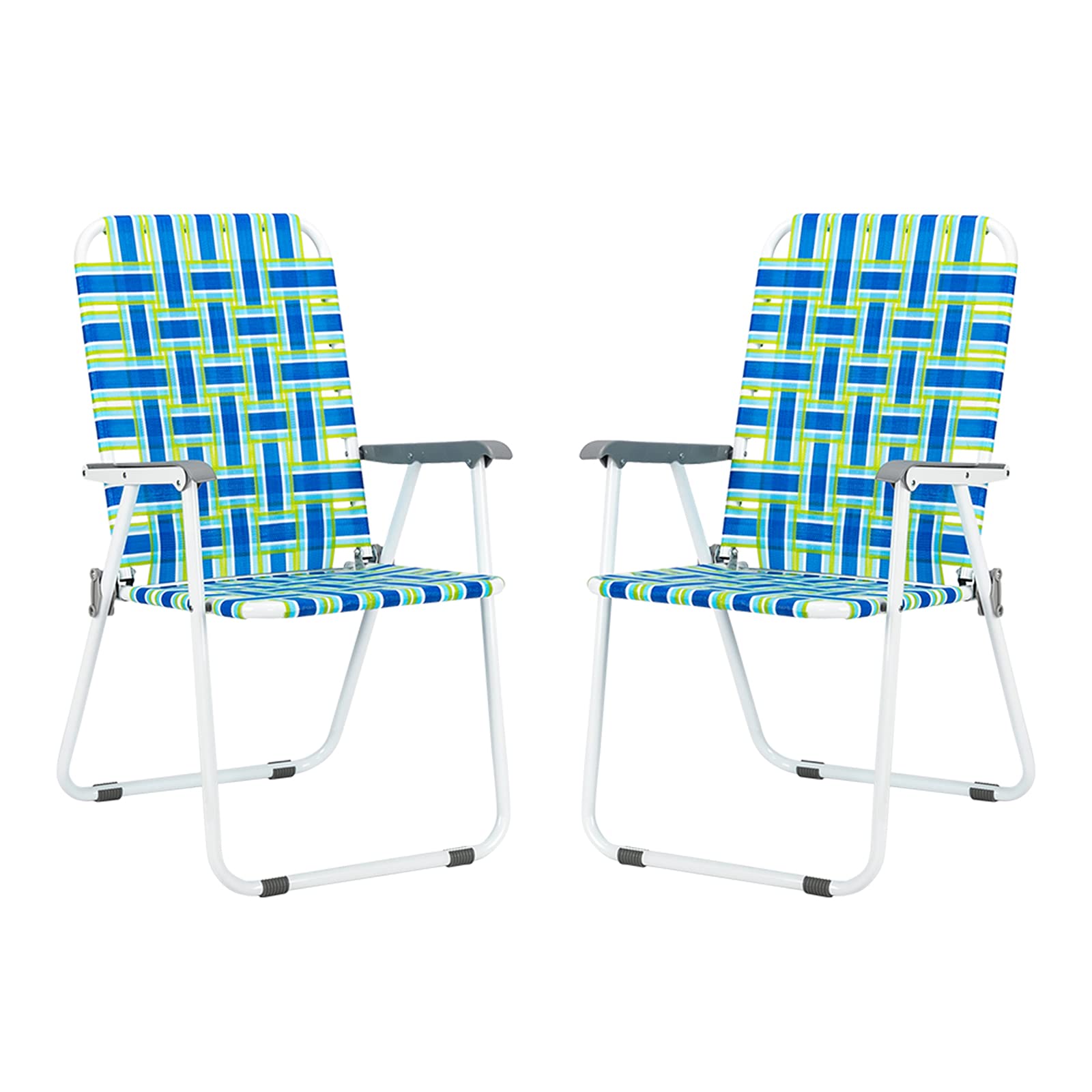 2 Pack Portable Folding Beach Chairs - 265lbs Capacity Lightweight Outdoor Chairs with Steel Frame, Durable Patio Lawn Chairs for Camping, Poolside, Backyard & Beach Relaxation (Blue) - Perfect for Summer Vacation, Picnics and Outdoor Adventures