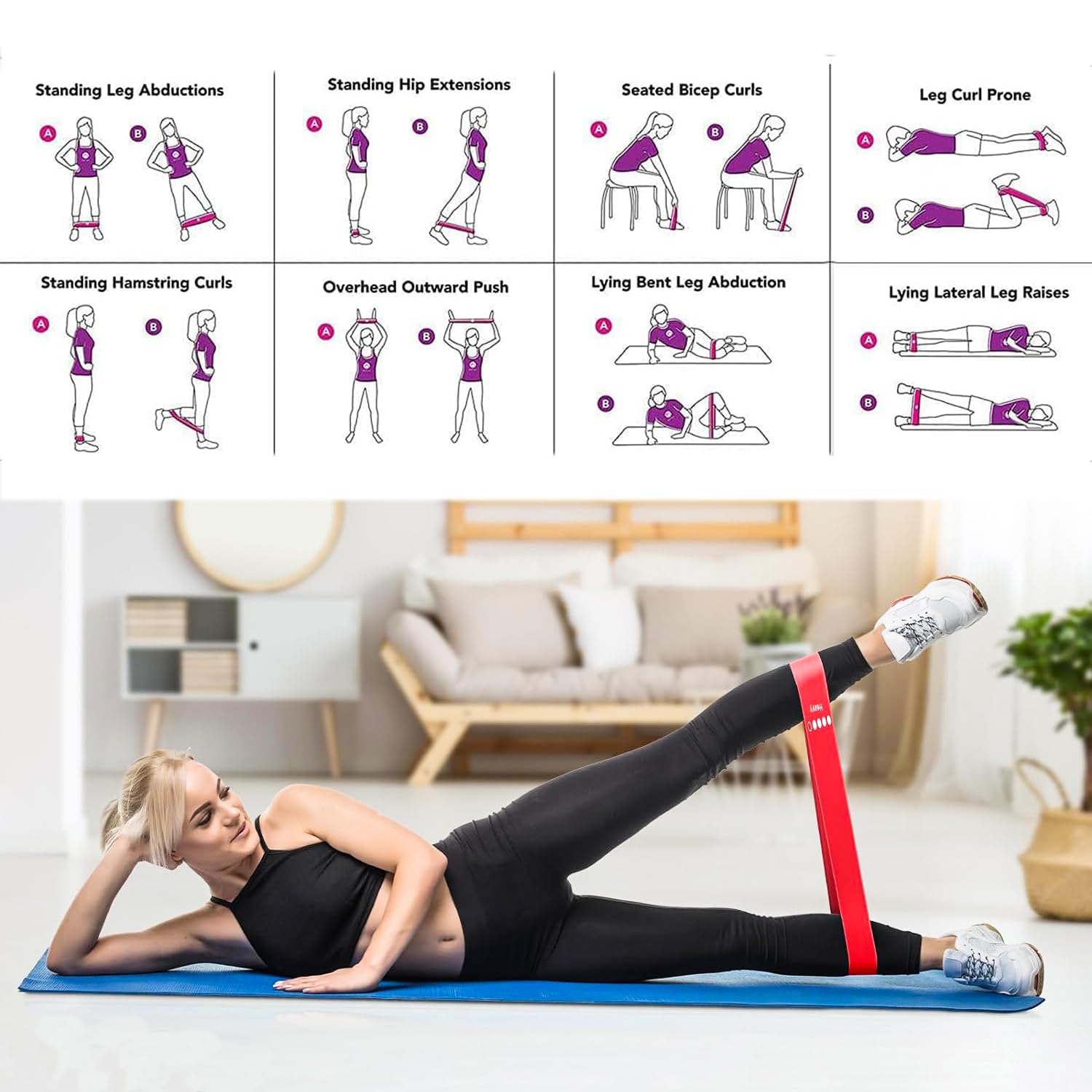 Premium Resistance Bands Set for Workouts - 5 Level Exercise Bands for Strength Training, Yoga, Pilates & Home Gym Fitness | Ideal for Muscle Toning, Physical Therapy & Full Body Workouts