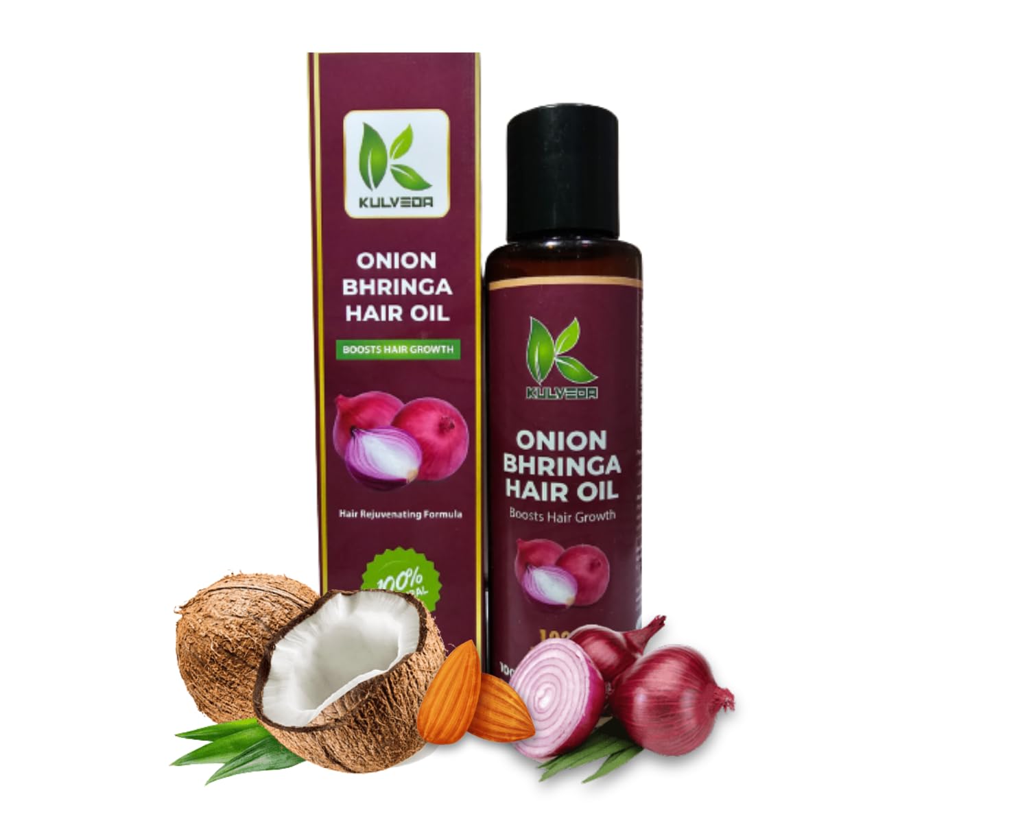 Kulveda Bhringraj Ayurvedic Hair Oil with Onion & Bhringa - 100ml | Natural Hair Growth Treatment for Men & Women | Reduce Hair Fall & Promote Thicker Hair | Daily Scalp Care & Massage Oil