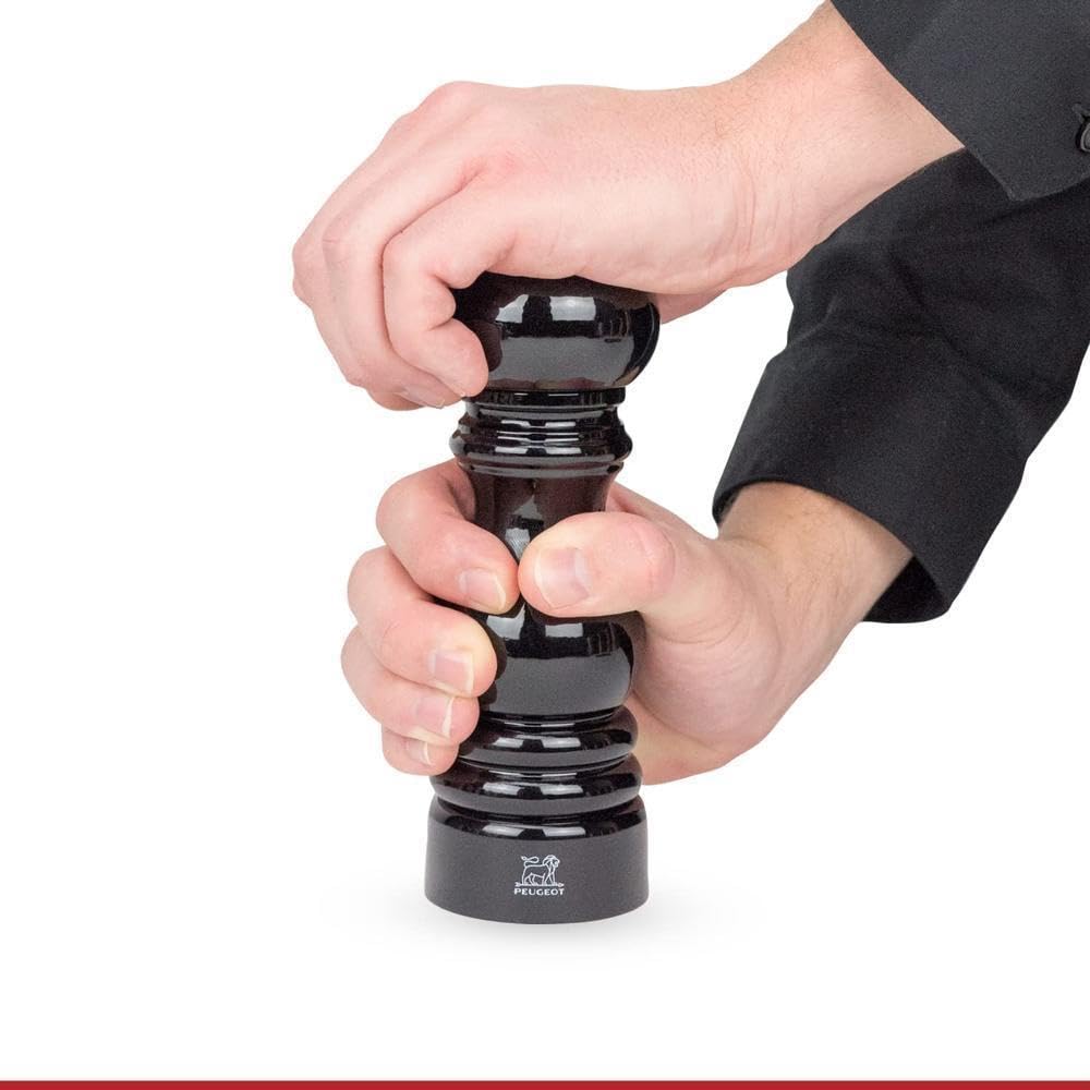 Peugeot Paris Manual Salt Mill - Adjustable Ceramic Grinder with Beechwood & Gloss Black Finish - Perfect for Kitchen, Dining Table & Gourmet Cooking