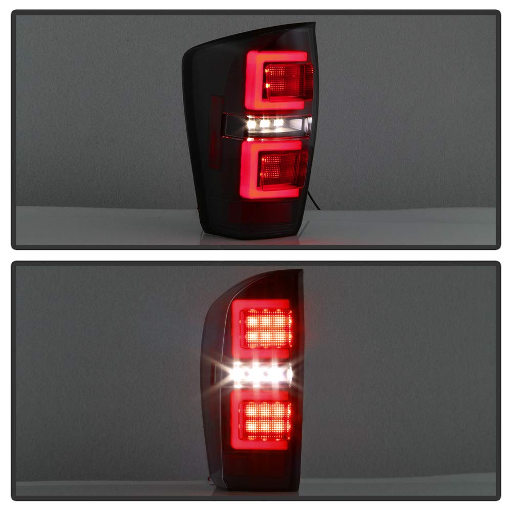 ACANII Black Smoked LED Tail Lights for 2016-2023 Toyota Tacoma - Dual Tube Brake Lamps (Driver & Passenger Side) | Enhanced Visibility & Style for Night Driving & Off-Road Adventures