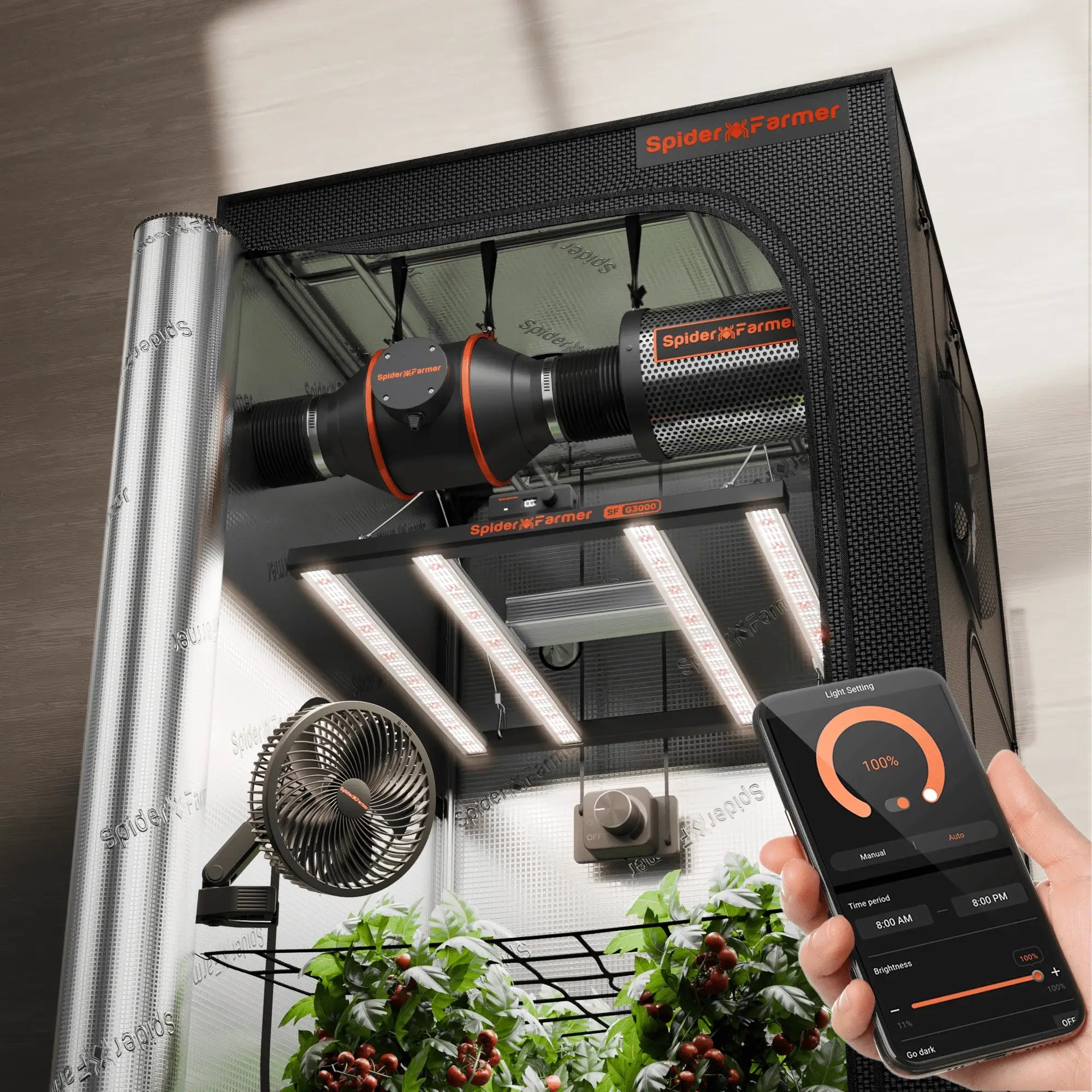 Spider Farmer G3000 LED Grow Light Kit with 3x3 Grow Tent & Inline Fan - Complete Indoor Hydroponic System for Plants, Vegetables & Herbs - Perfect for Home Gardening & Grow Room Setup