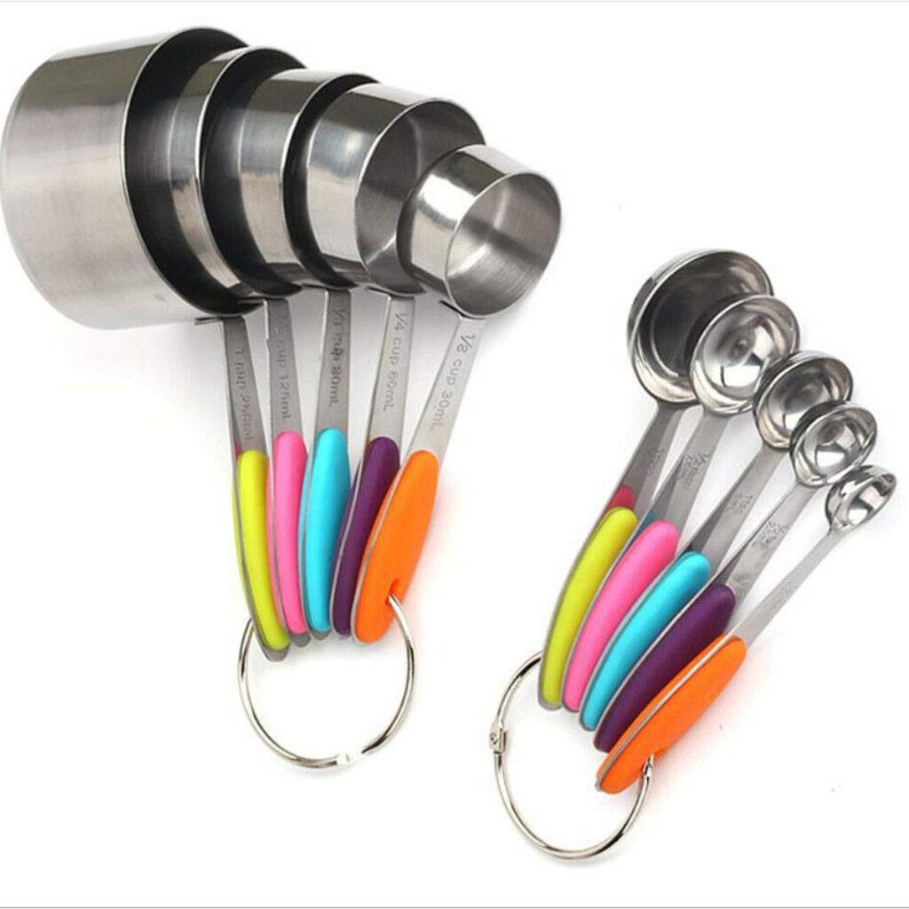 Premium 10-Piece Stainless Steel Measuring Cups and Spoons Set - Accurate Baking & Cooking Tools for Professional Chefs & Home Bakers | Ideal for Measuring Dry & Liquid Ingredients, Meal Prep, and Recipe Creation