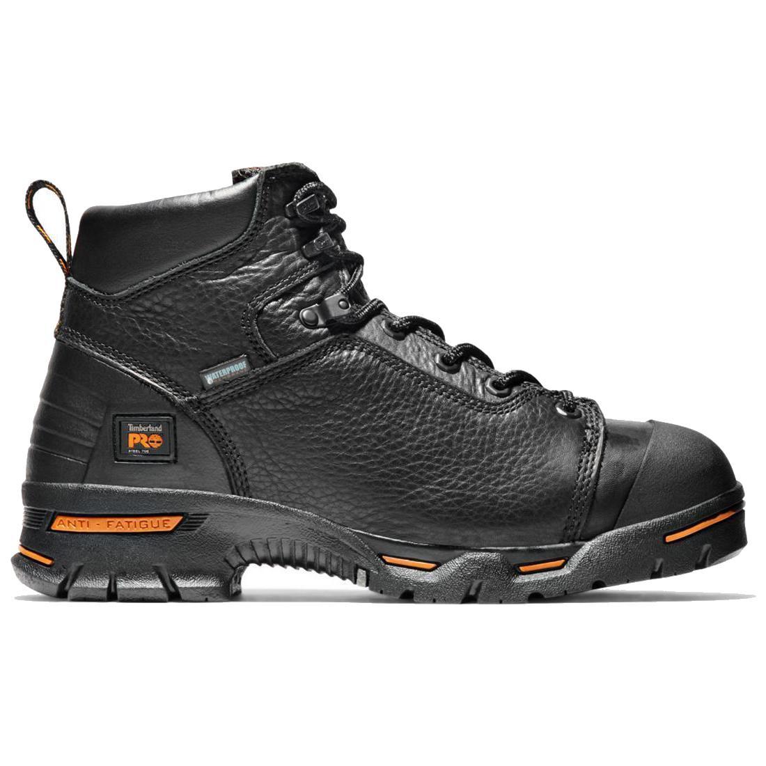 Endurance 6-Inch Steel Toe Waterproof Work Boots for Men - Black Safety Shoes for Construction, Warehouse & Outdoor Work