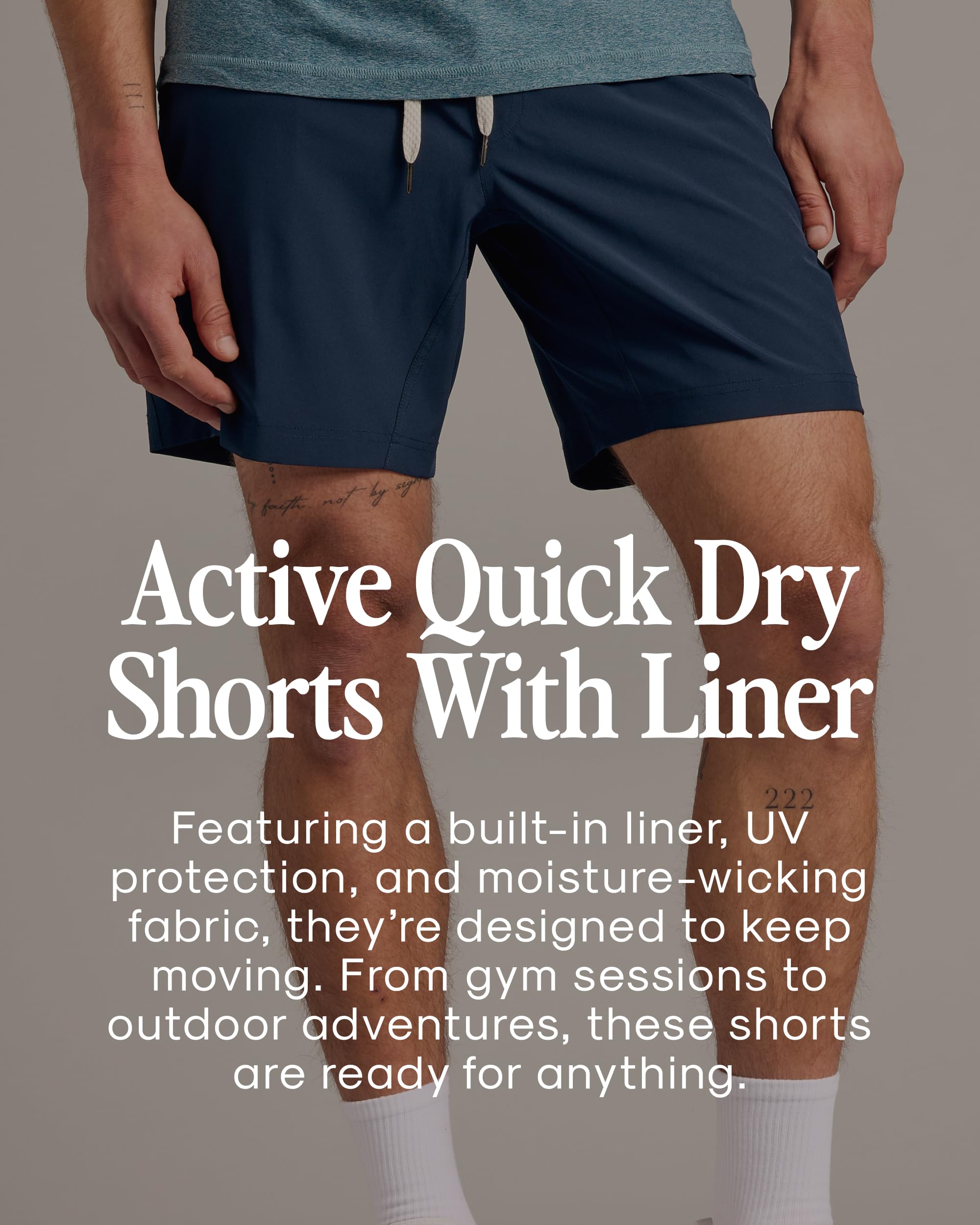 True Classic Men's Gym Shorts with Liner - Quick-Dry Fleece Athletic Shorts with Pockets - Perfect for Workouts, Running & Casual Wear