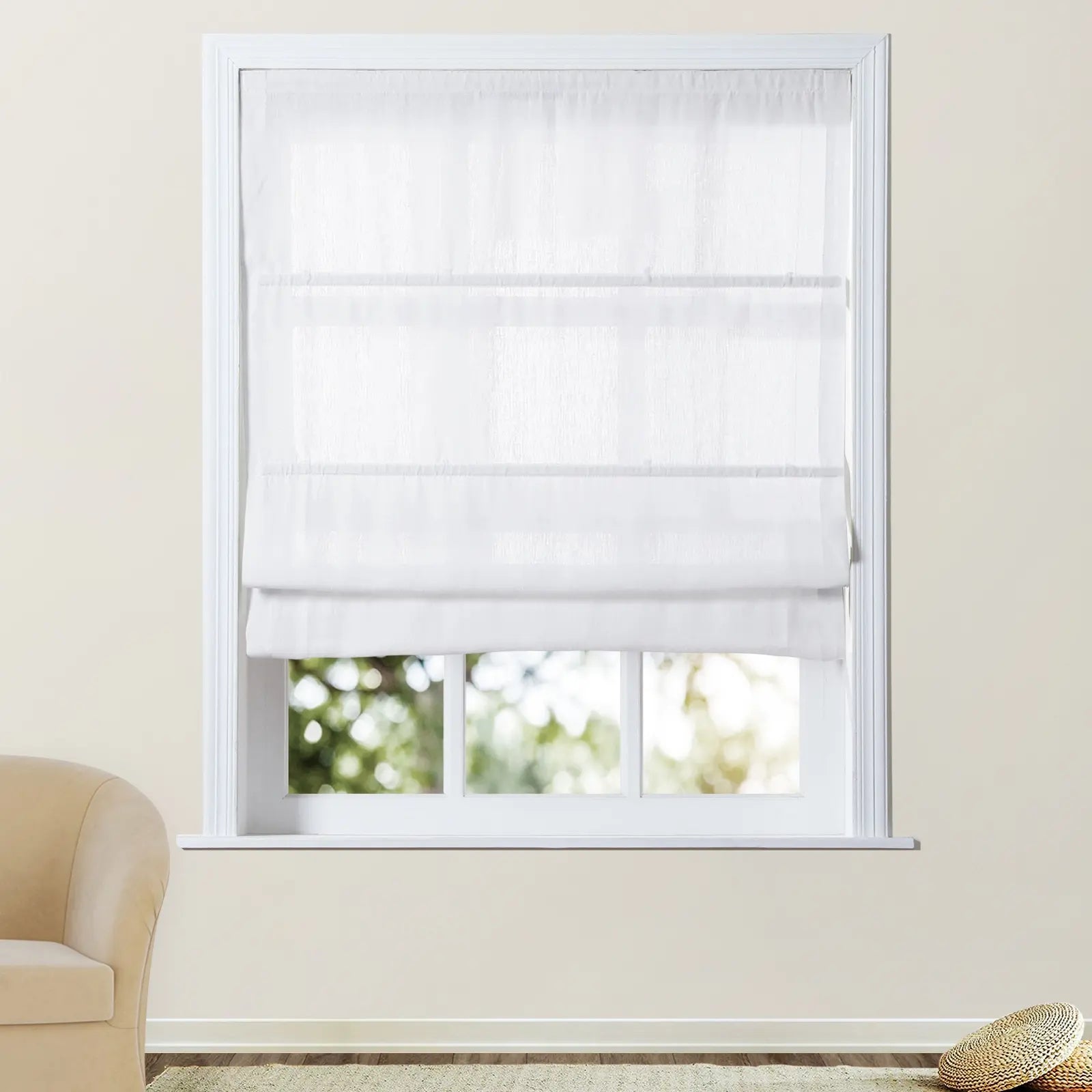 Premium Belgian Linen Cordless Roman Shades - Blackout Window Treatments for Bedroom & Living Room - Plus Size Custom Window Coverings